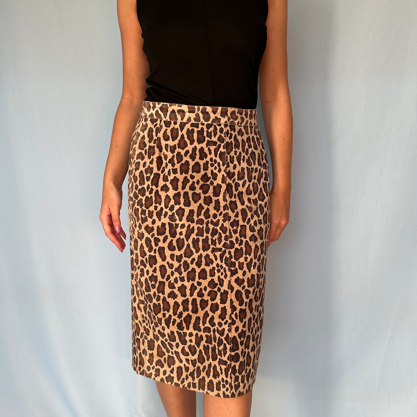 Dolce & Gabbana Leopard Print Suede Skirt