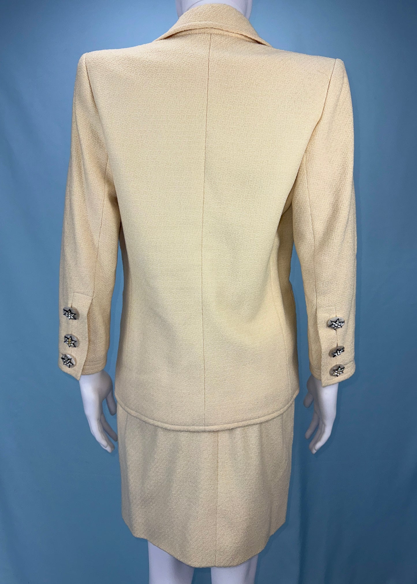 Yves Saint Laurent Haute Couture Spring 1991 Runway Crystal Star Button Skirt Suit