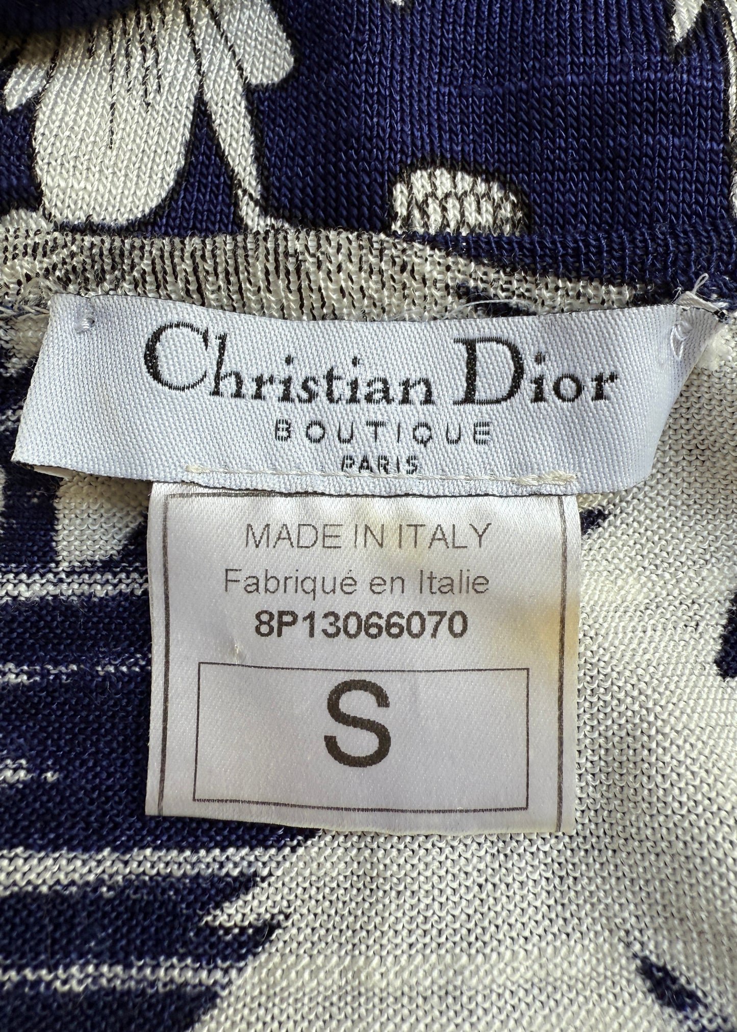 Dior Resort 1998 Blue & White Floral Knit Dress