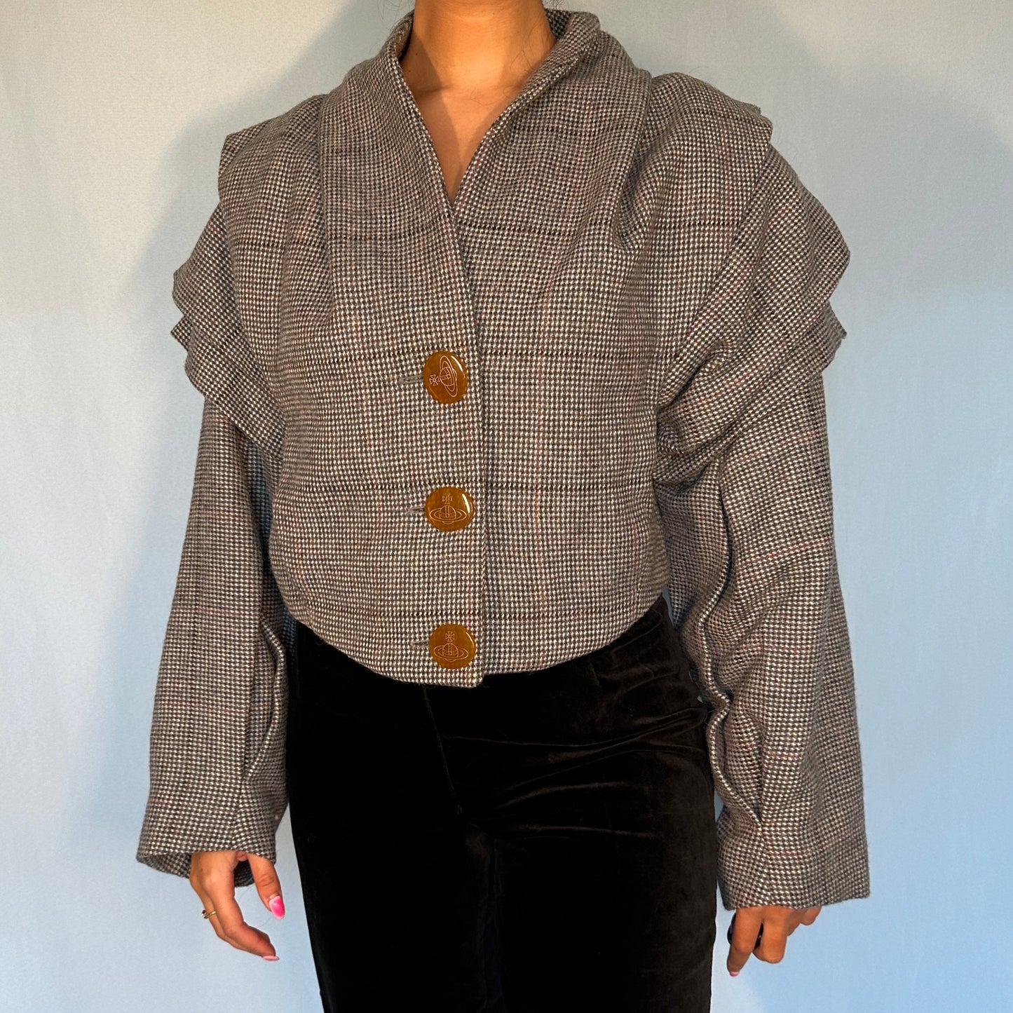 Vivienne Westwood Fall 1992 Runway Armour Jacket & Dog Print Scarf Set