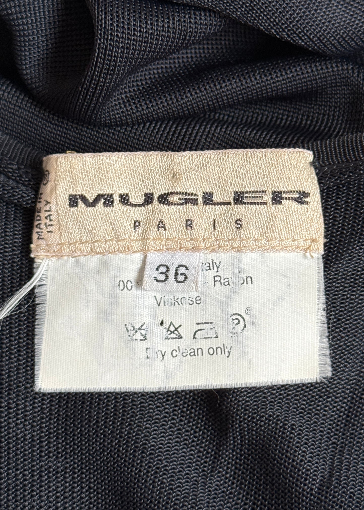 Thierry Mugler Fall 1993 Runway Black Mesh Knit Dress