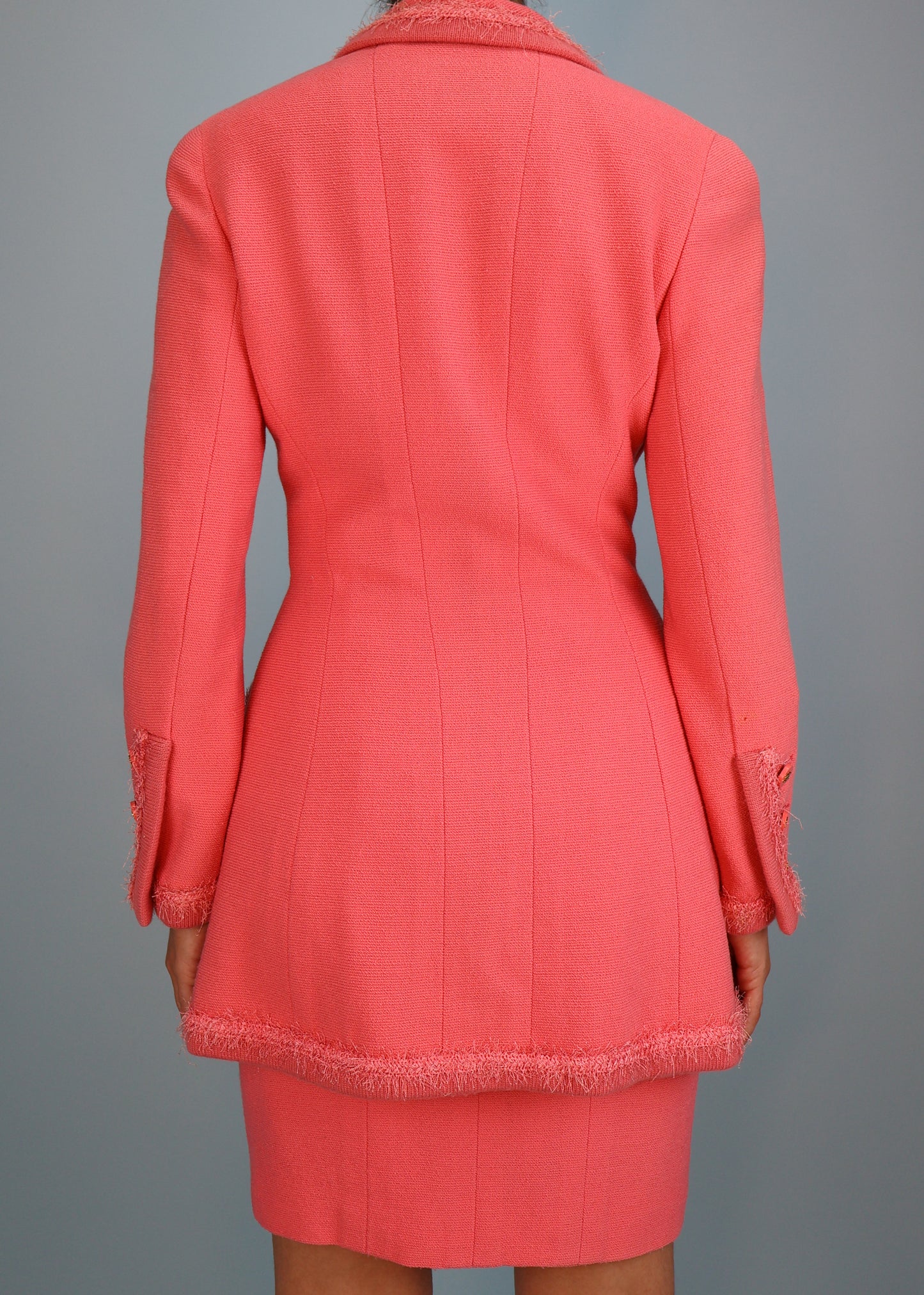 Chanel Fall 1994 Runway Pink Tie Up Bow Jacket & Skirt Suit Set