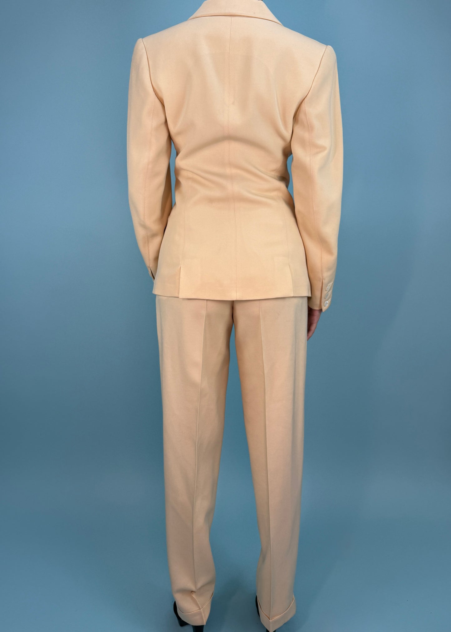 Azzedine Alaïa Spring 1991 Runway Cream Jacket & Trouser Suit Set