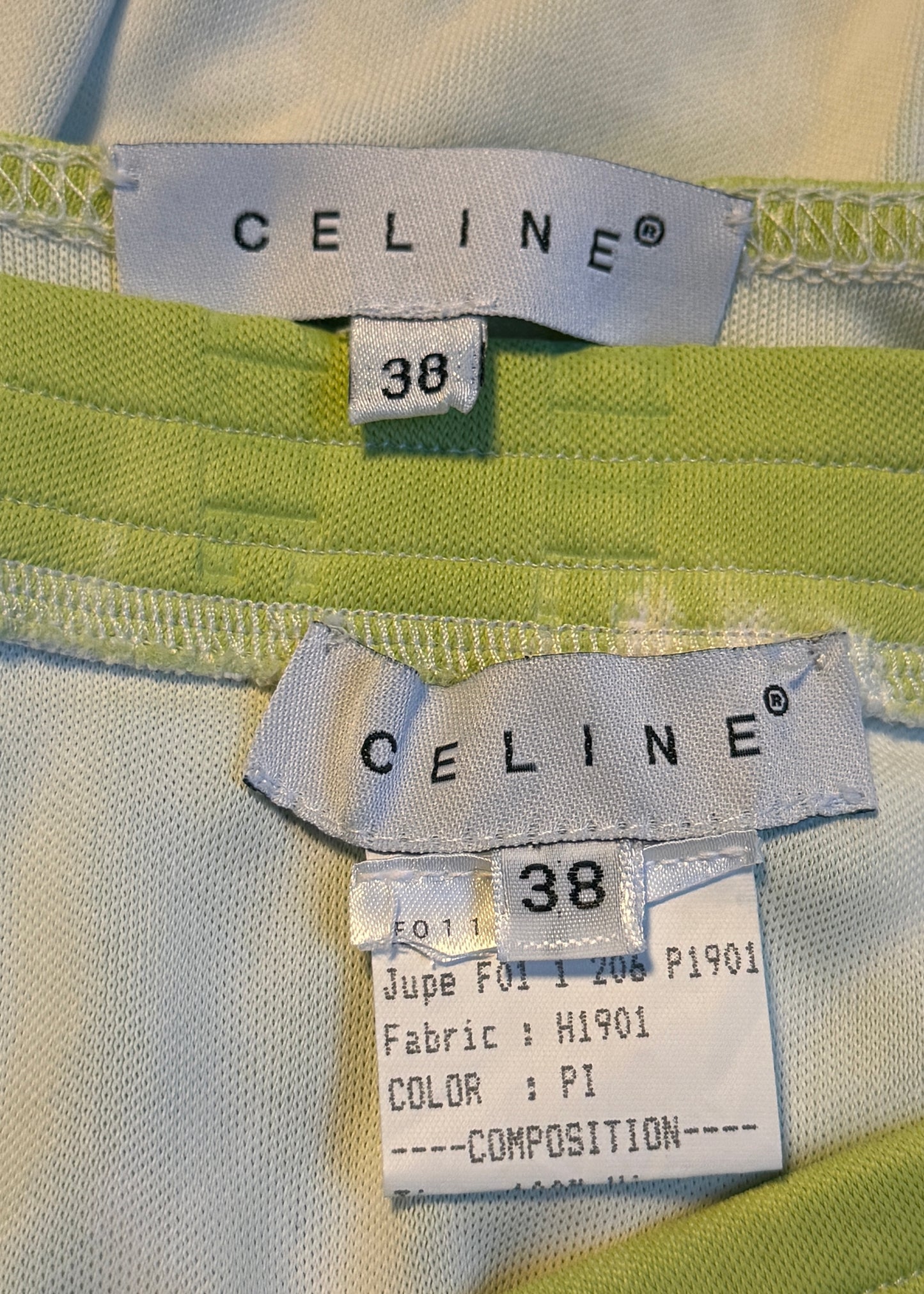Celine Spring 2000 Green Tie Dye Tank Top & Skirt Set