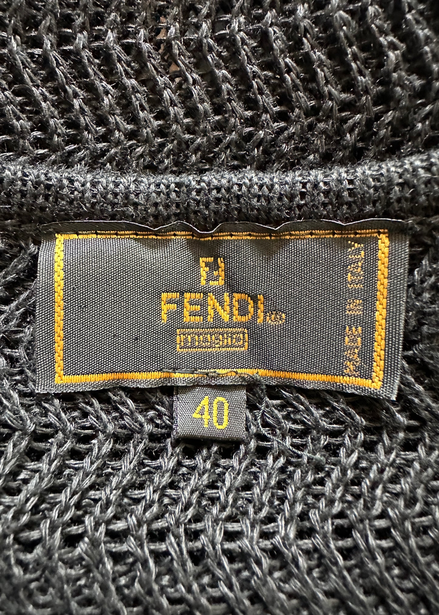 Fendi Black Semi Sheer Knit Fringe Dress