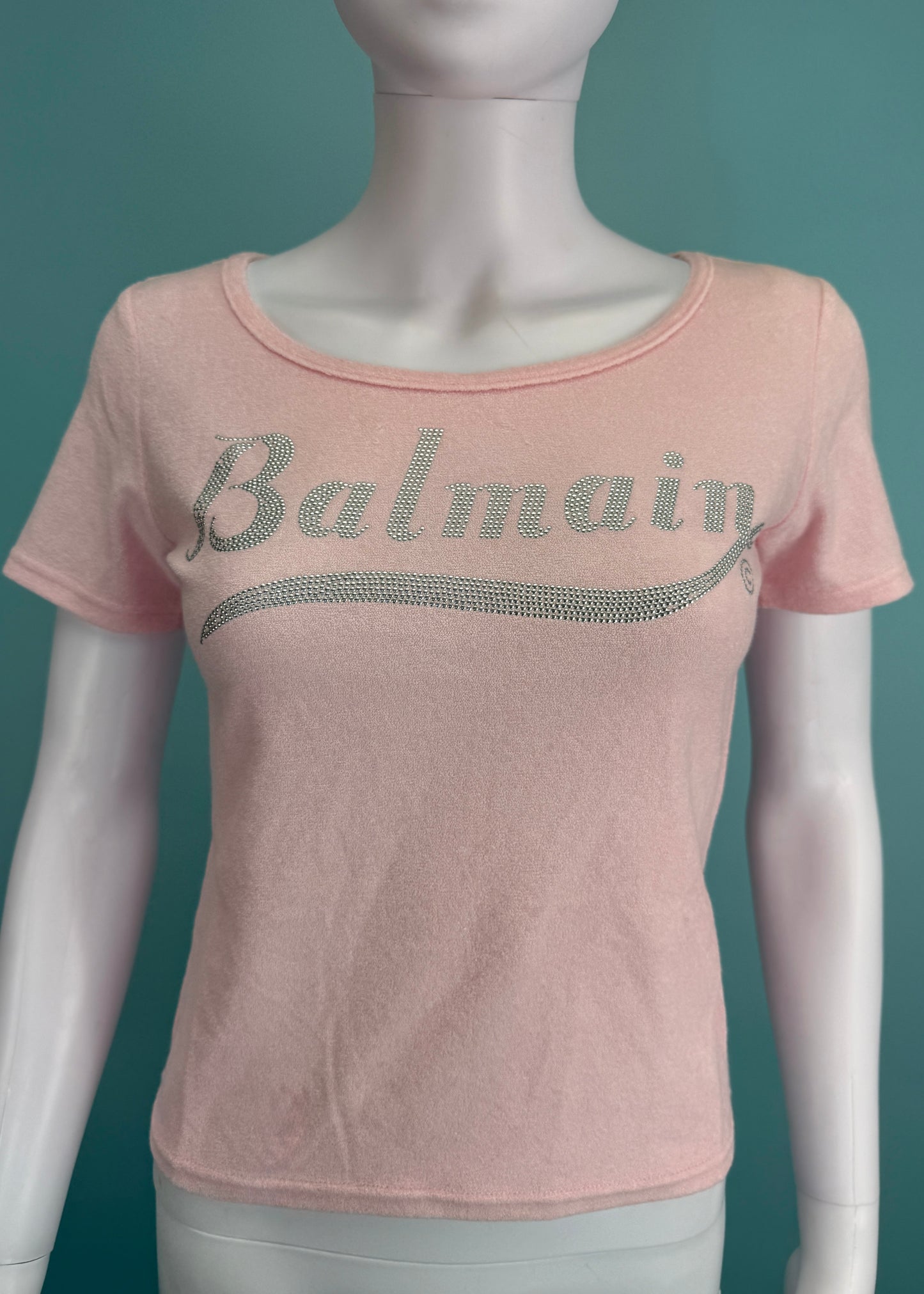 Balmain Pink Towelling Spellout Top