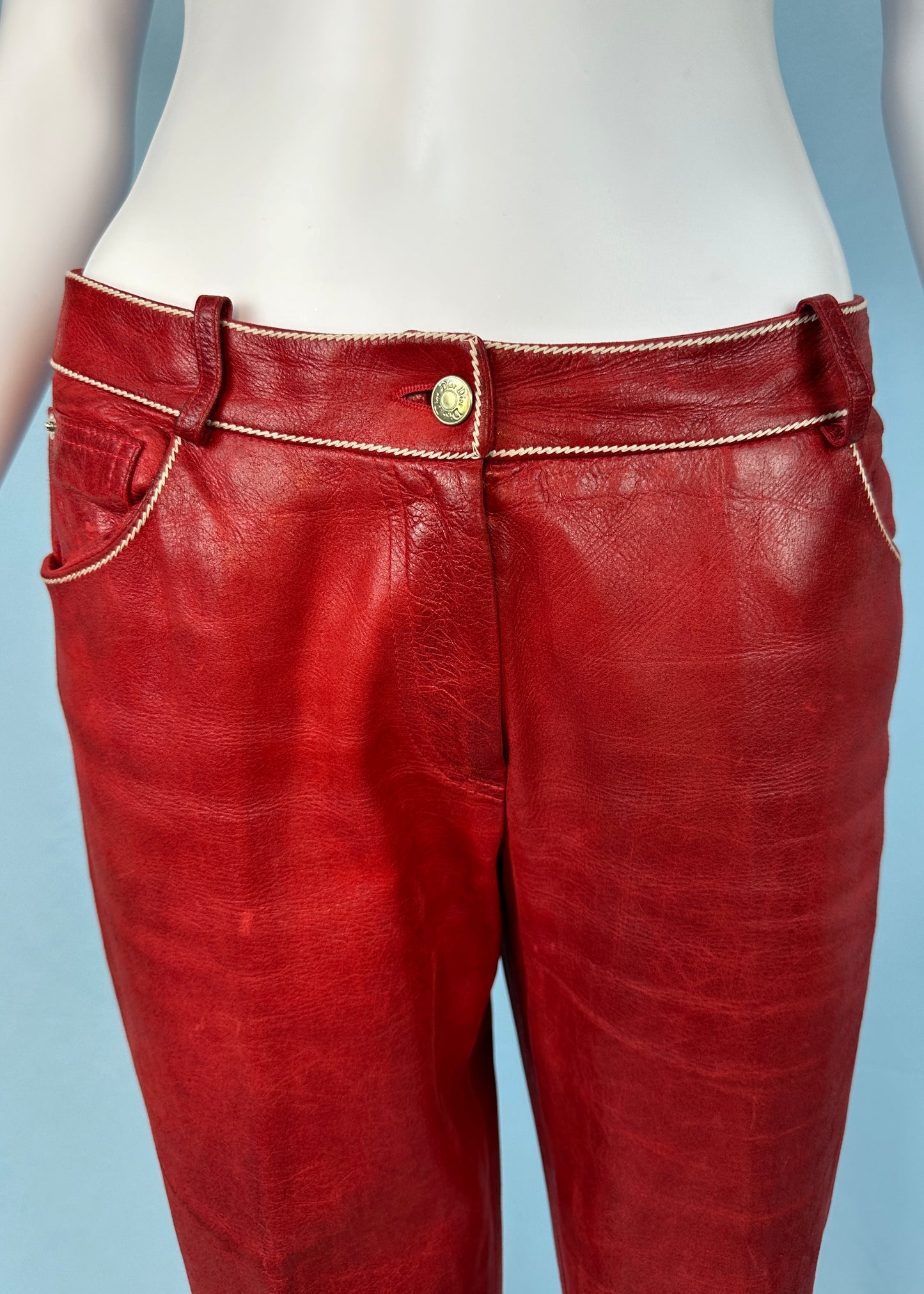 Dior Spring 2005 Red Leather Trousers