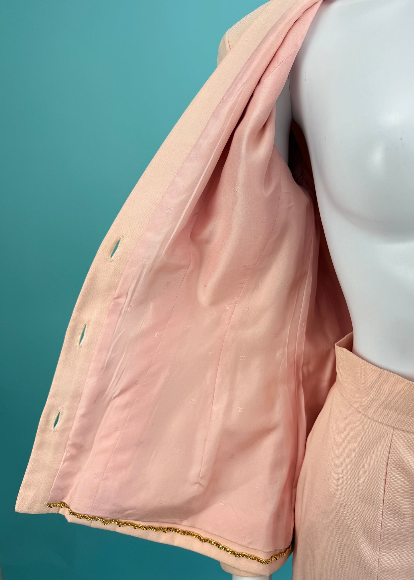 Chanel Spring 1992 Peach Jacket & Skirt Suit Set