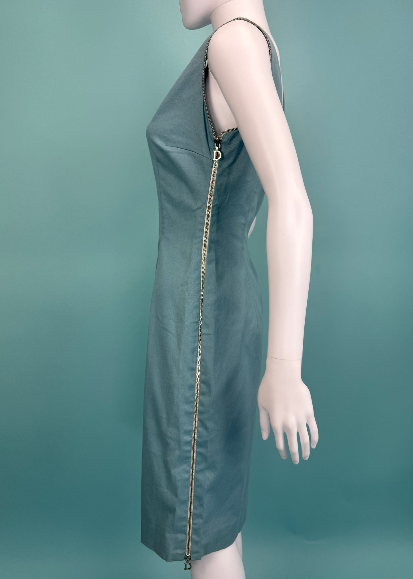 Dior Spring 2001 D Zipper Blue Dress