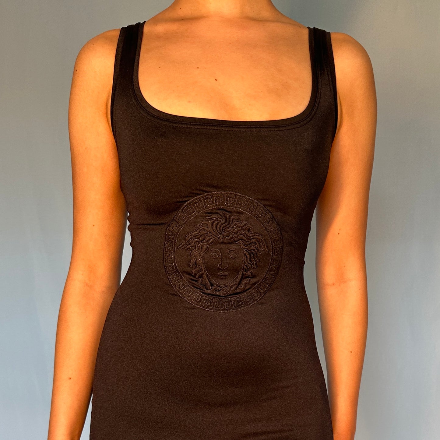 Versace Spring 1996 Spandex Medusa Embroidered Dress