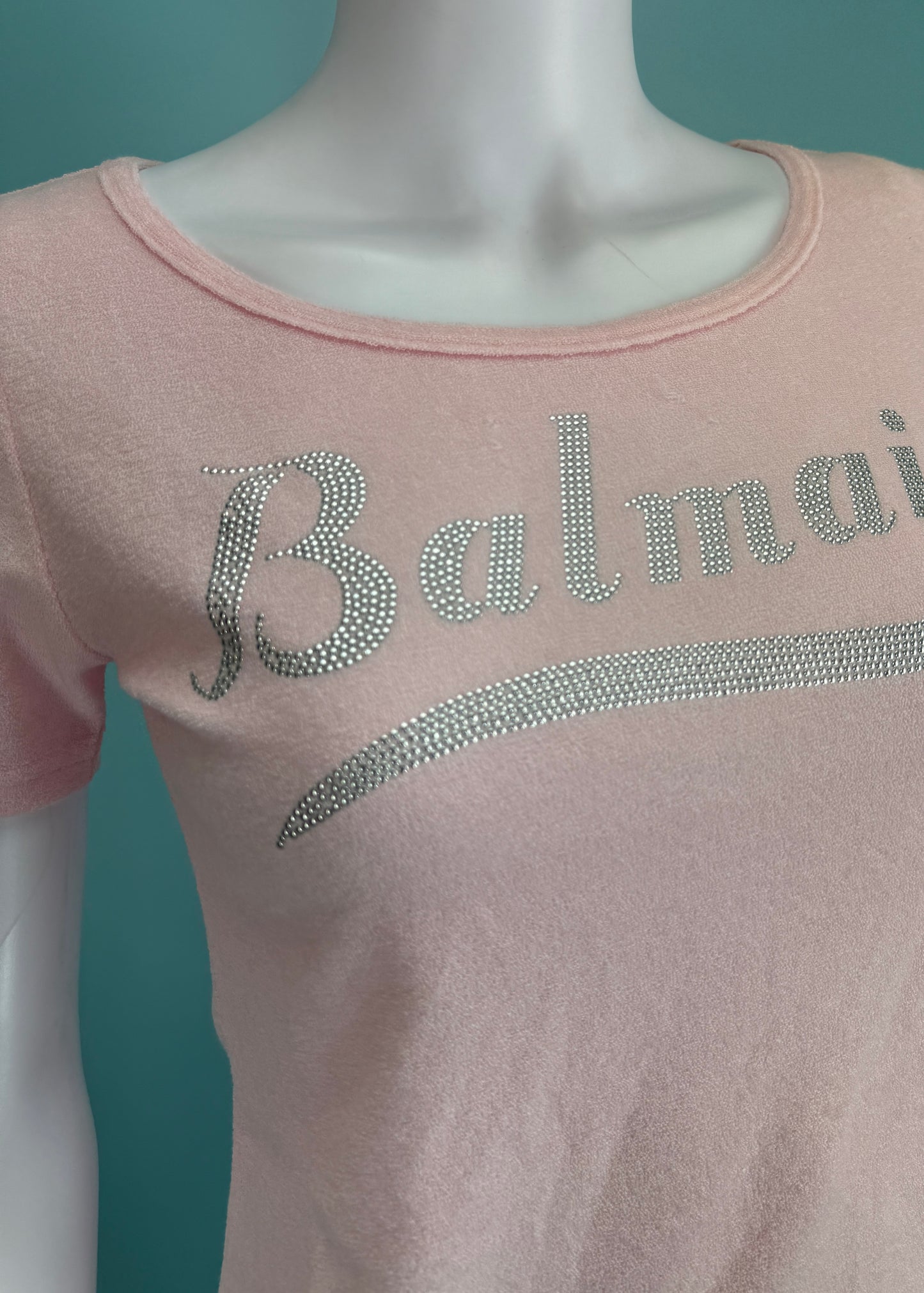 Balmain Pink Towelling Spellout Top