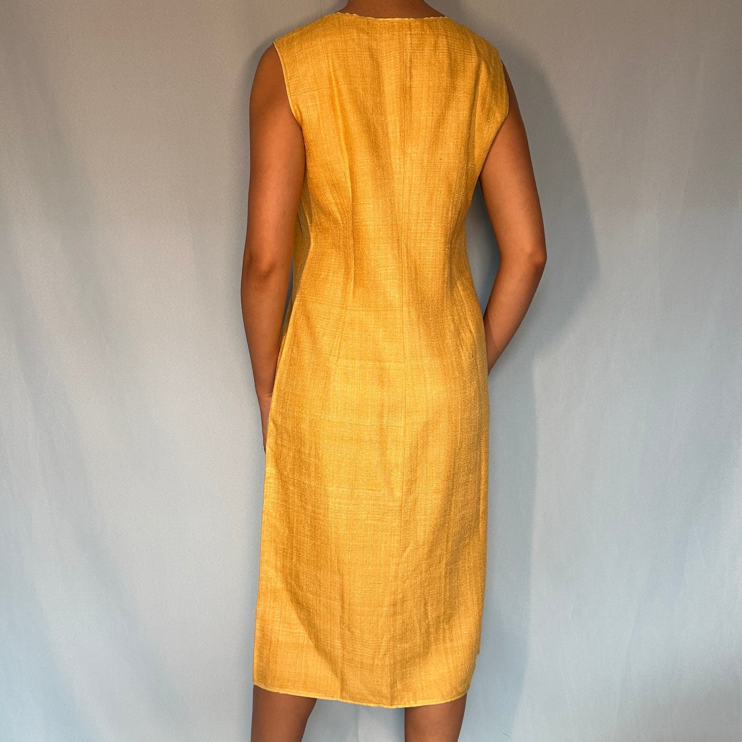 Prada Yellow Silk Tweed Dress