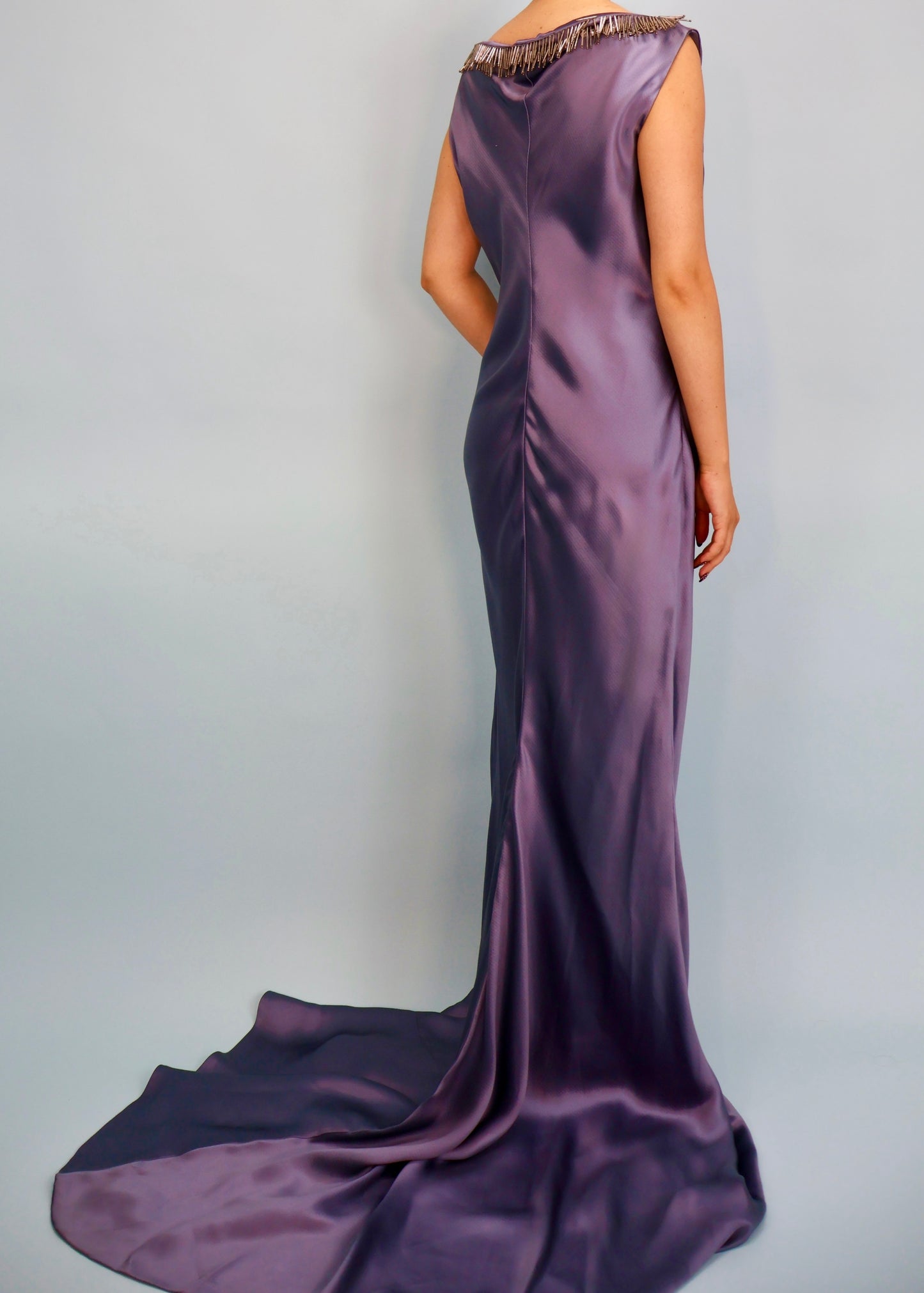 Alexander McQueen 2007 Blue Bead Embellished Silk Gown