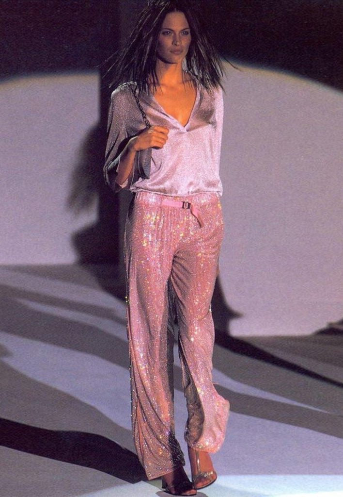 Gucci Spring 2000 Runway Pink Swarovski Crystal Embellished Pants