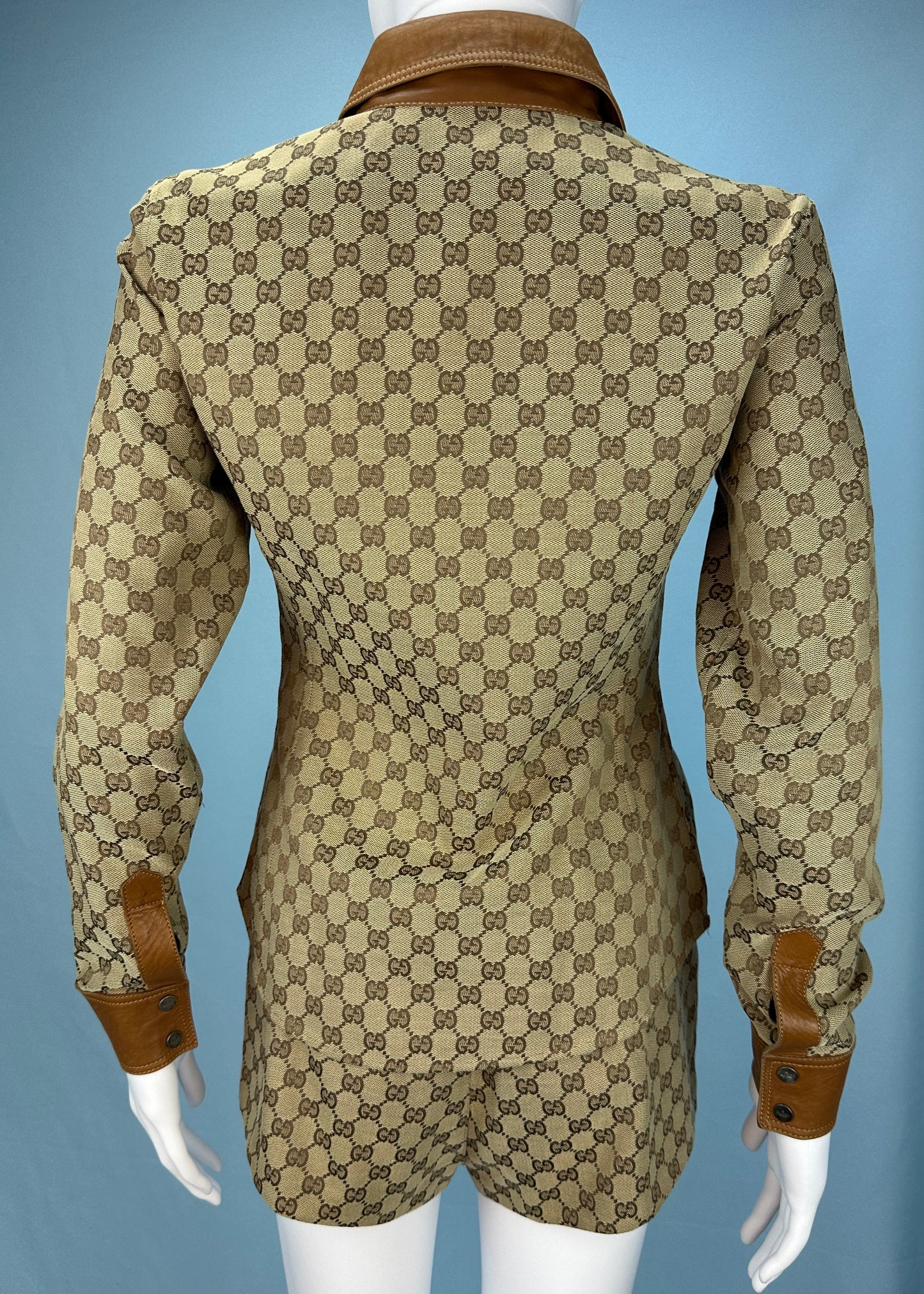 Gucci Fall 2000 Monogram Leather Shirt, Shorts & Boots Set