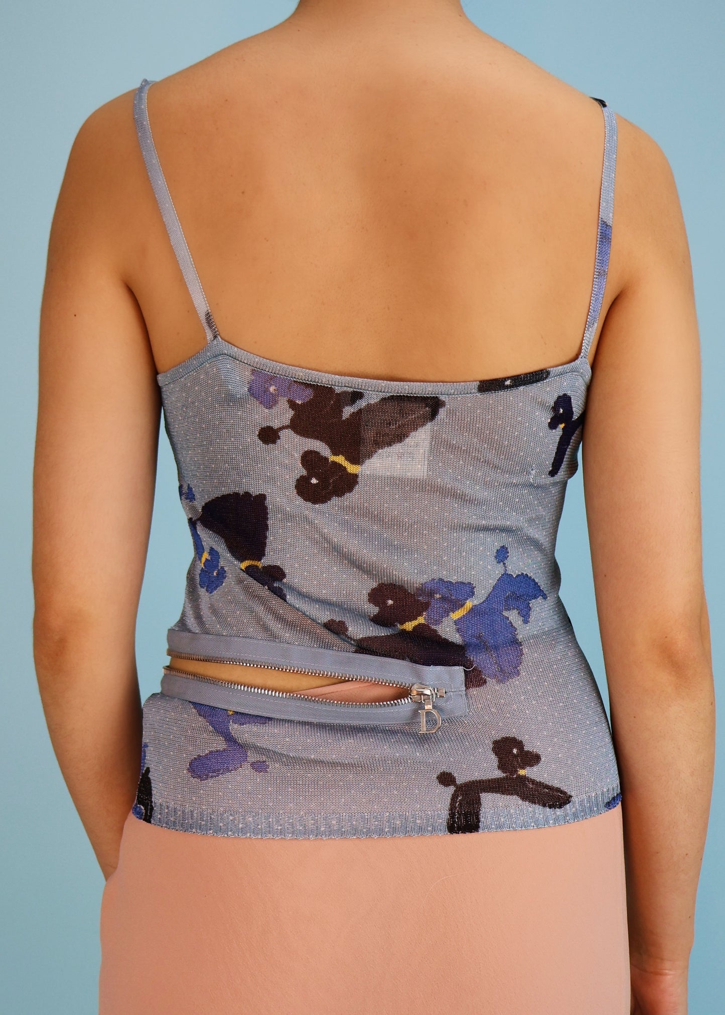 Dior Spring 2001 Poodle Print Zipper Camisole Top