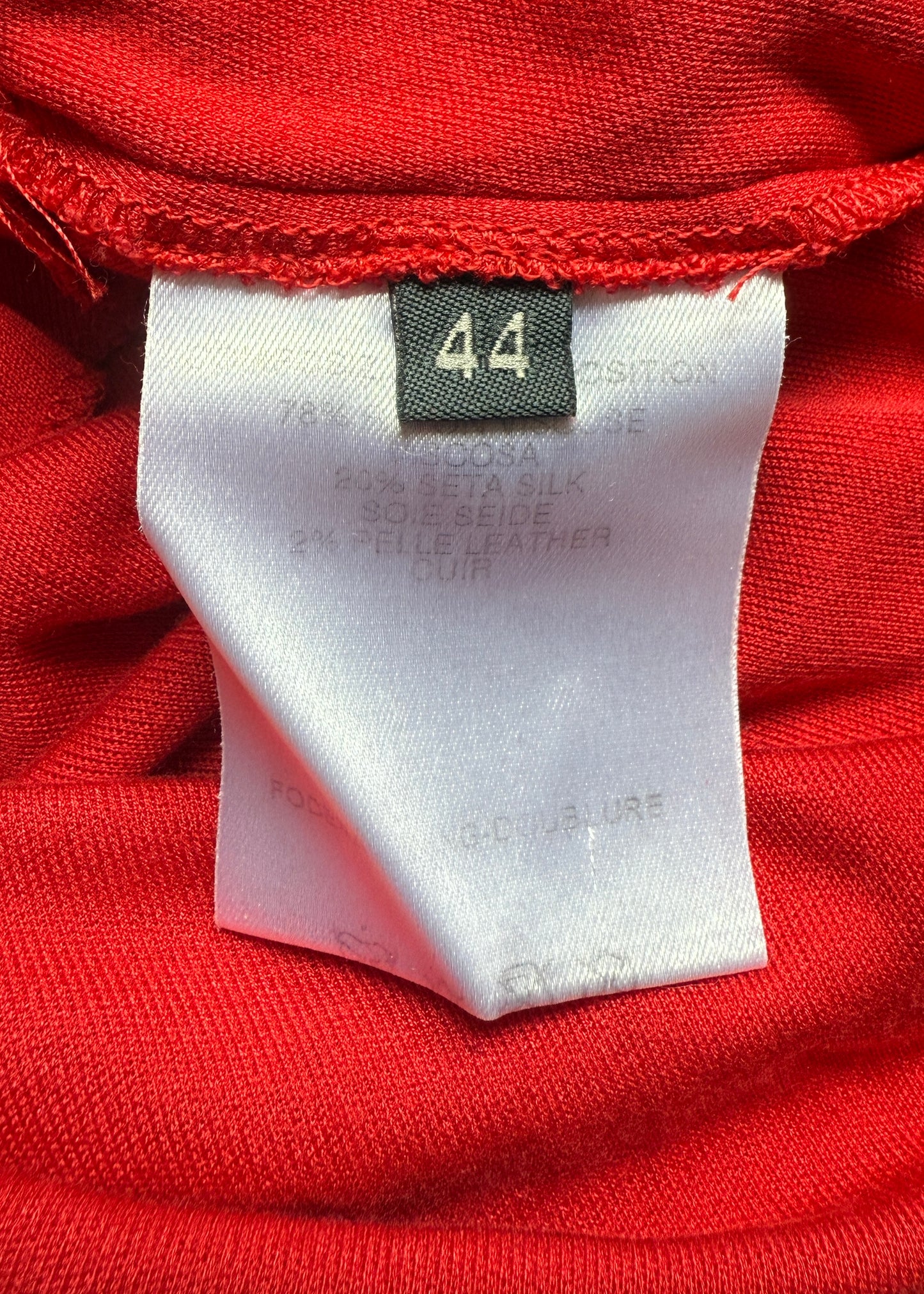 Alexander McQueen Fall 2003 Red Open Sleeve Leather Trim Top