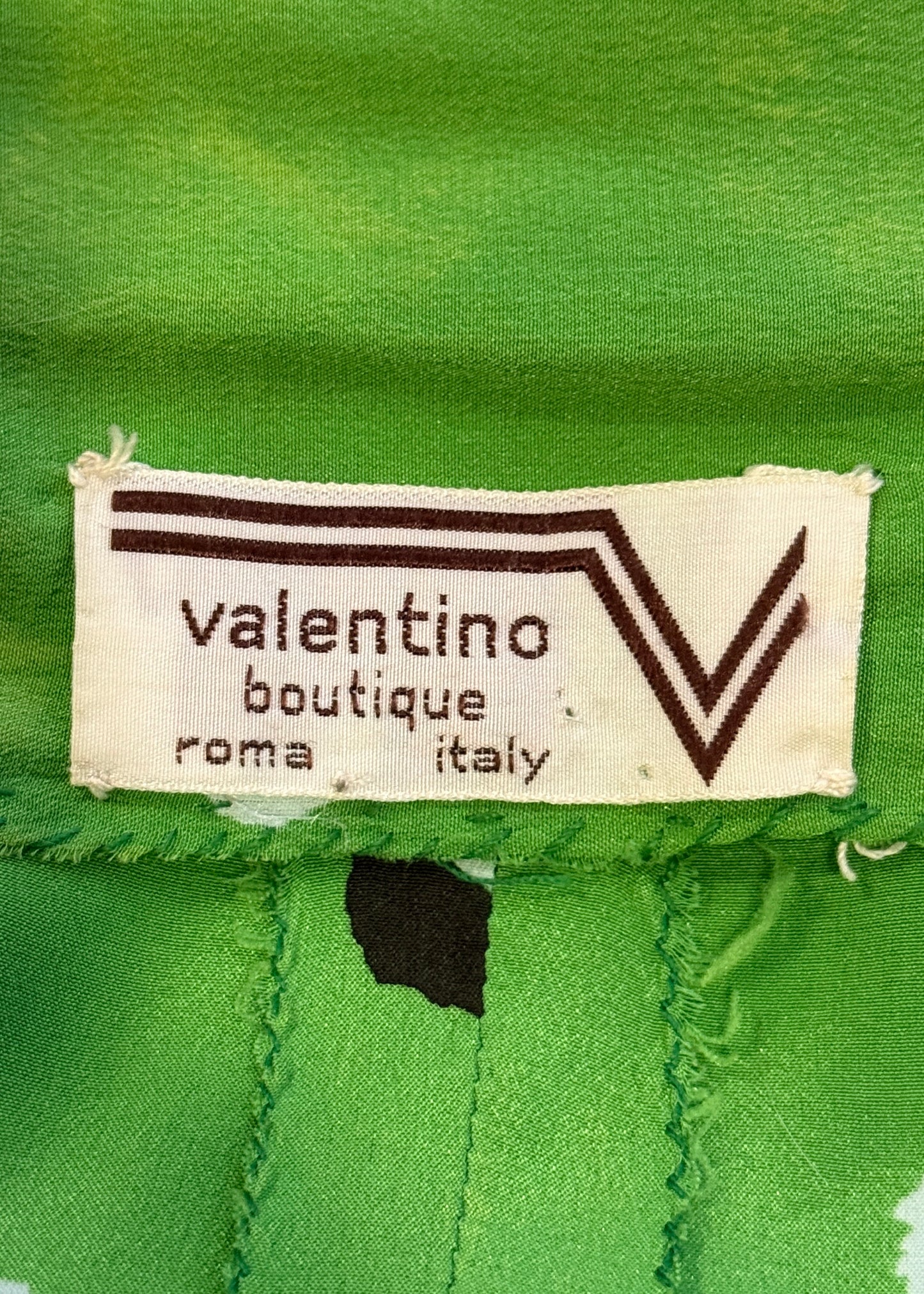 Valentino 1970s Green Polkadot Silk Open Back Dress