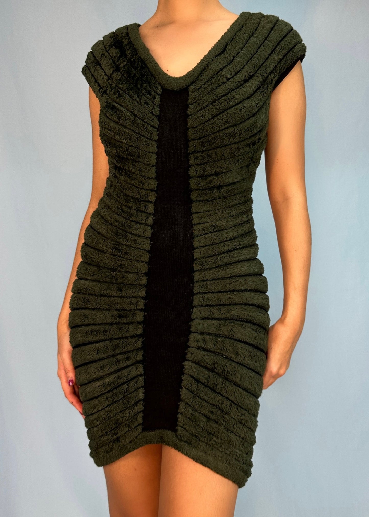 Azzedine Alaia Spring 1994 Houpette Chenille Green Dress