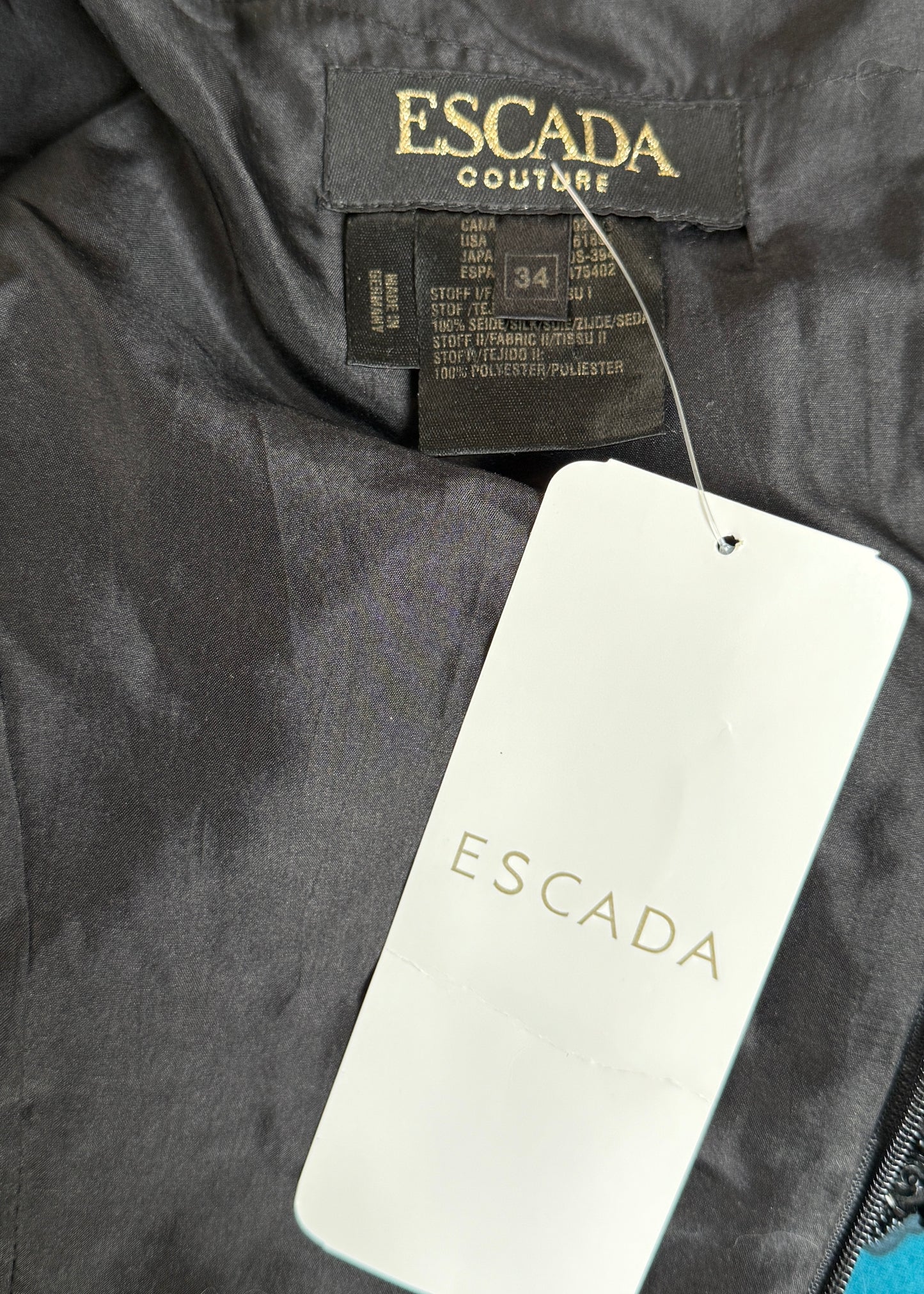 Escada Couture Heavily Beaded Black Silk Mini Dress