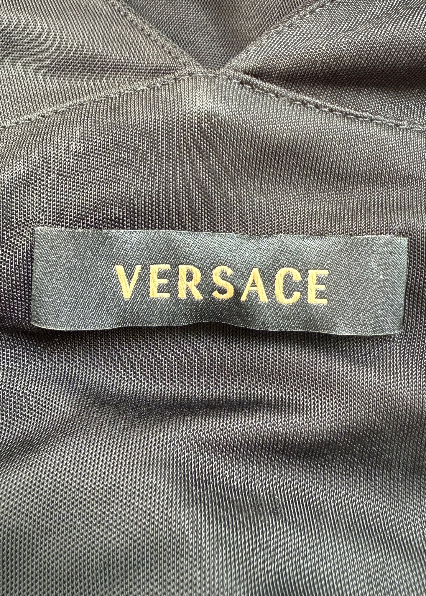 Versace Black Crystal Medusa Halter Strap Top