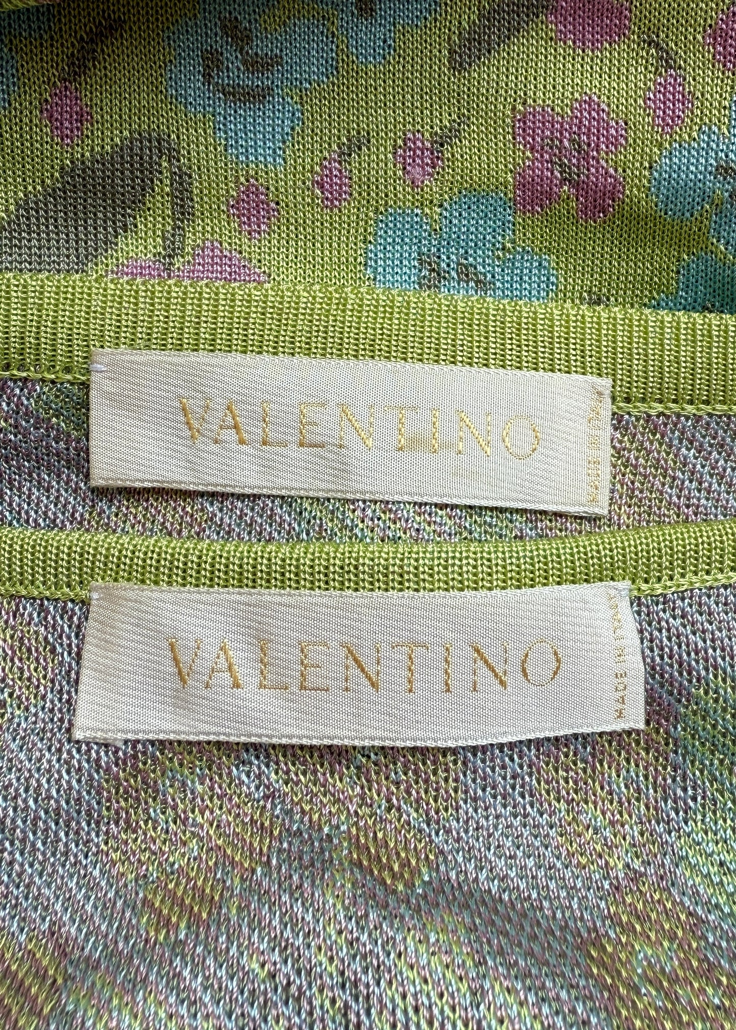 Valentino Green Floral Knit Cami Top & Cropped Cardigan Twin Set