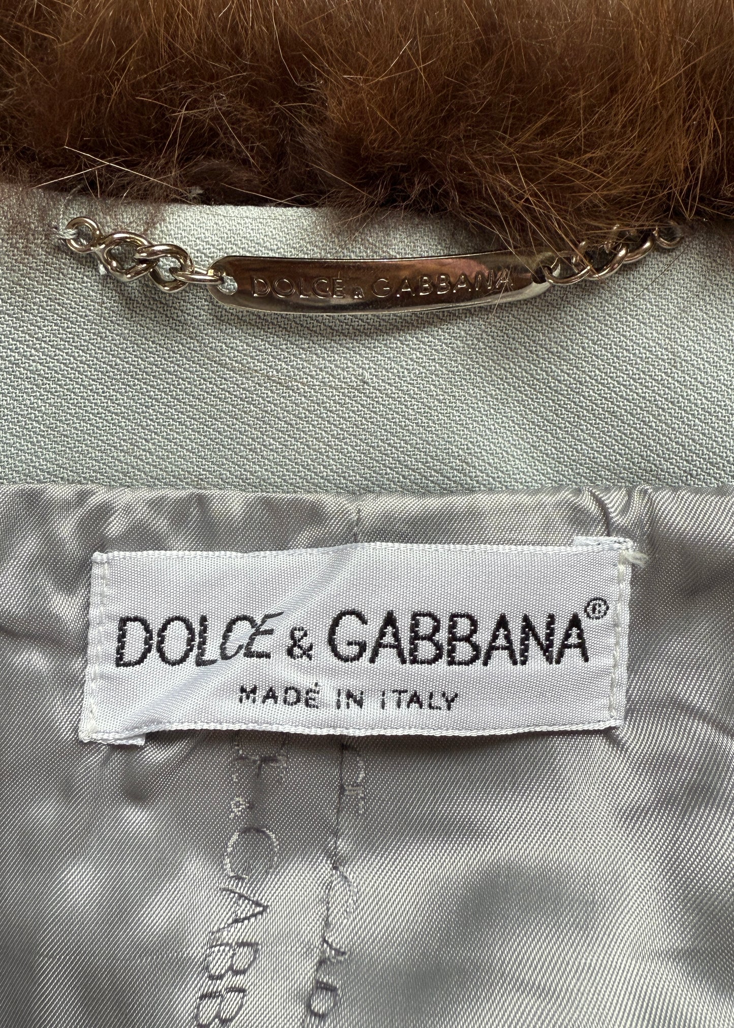Dolce & Gabbana Fall 1997 Mink Collar Blue Coat