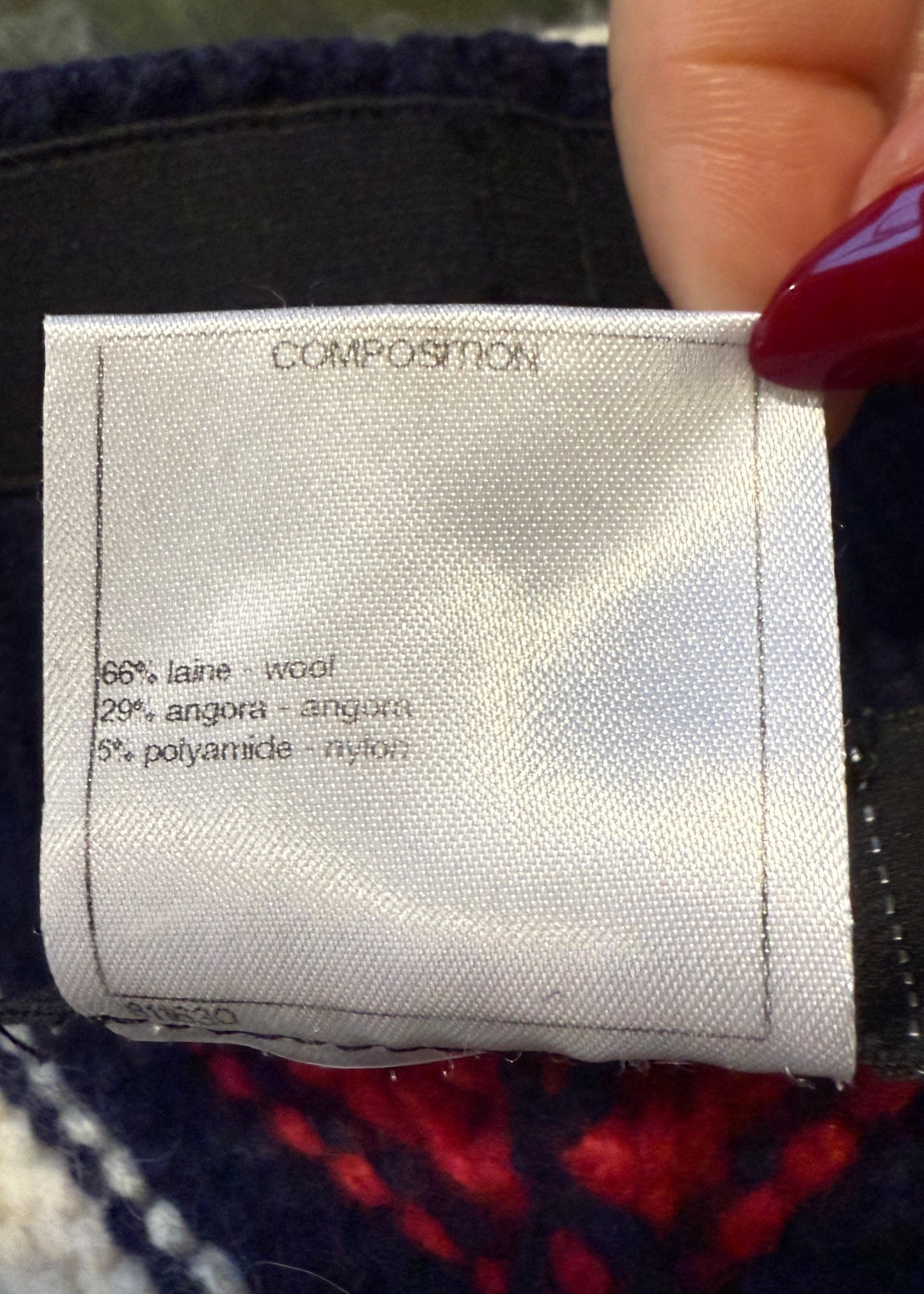 Chanel Pre-Fall 2014 Runway Navy, Red & Tan Stripe Knit Fringed Skirt