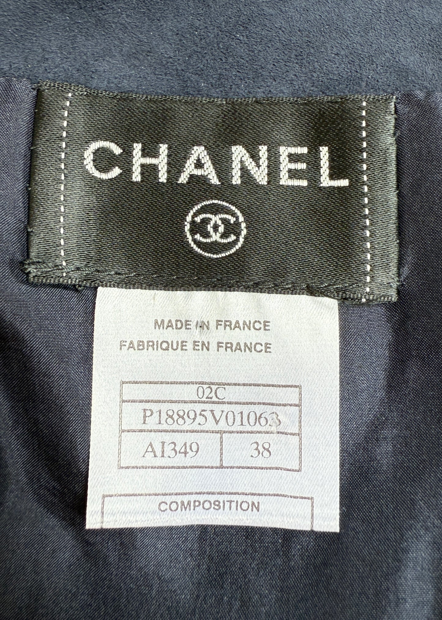 Chanel 2002 Cruise Navy Blue Suede Leather Dress