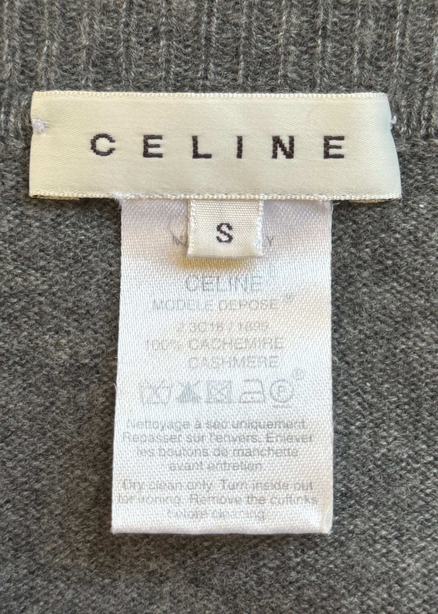 Celine Grey Pure Cashmere Frill Collar Cardigan