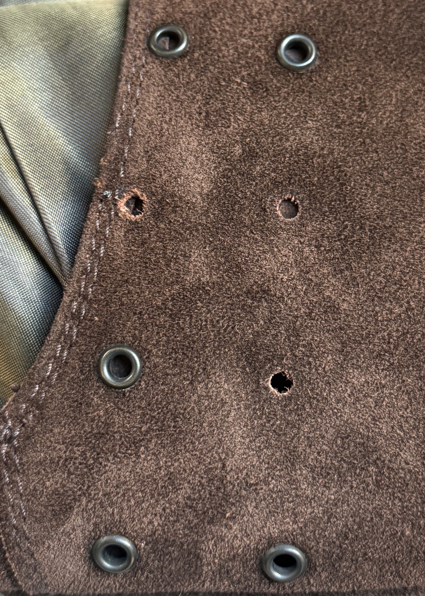 Prada Fall 1993 Runway Brown Suede Eyelet Lace Up Dress