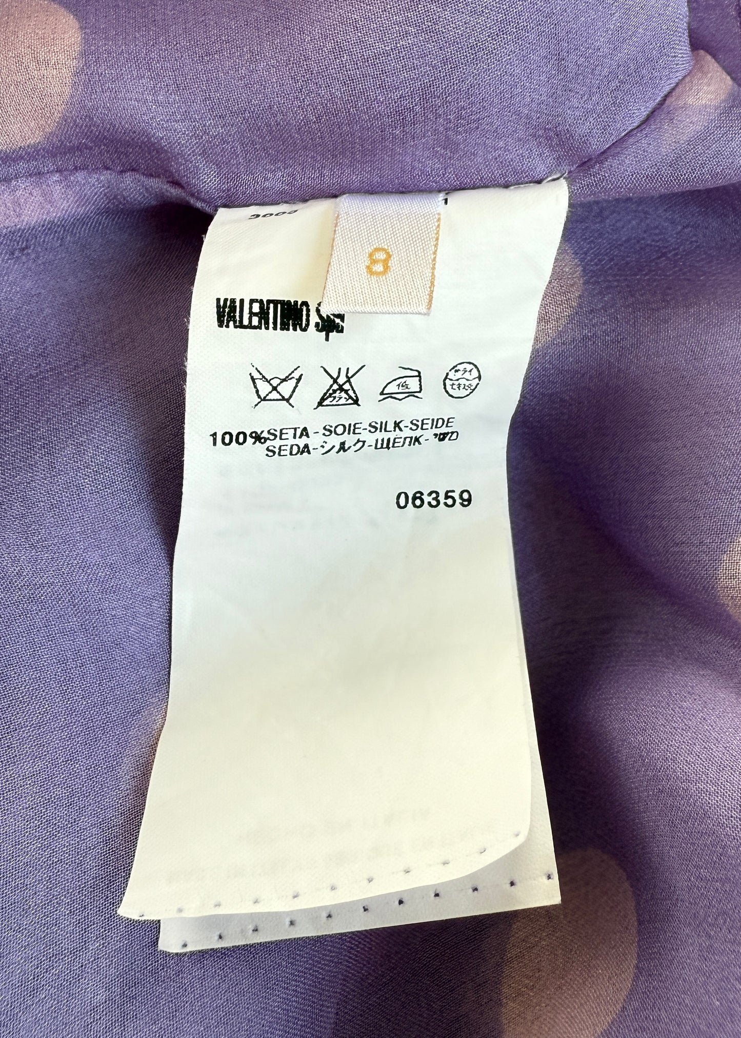 Valentino Lilac Polka Dot Silk Chiffon Top