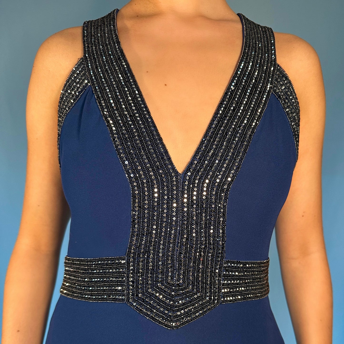 Gucci 2014 Navy Blue Embellished Gown Dress