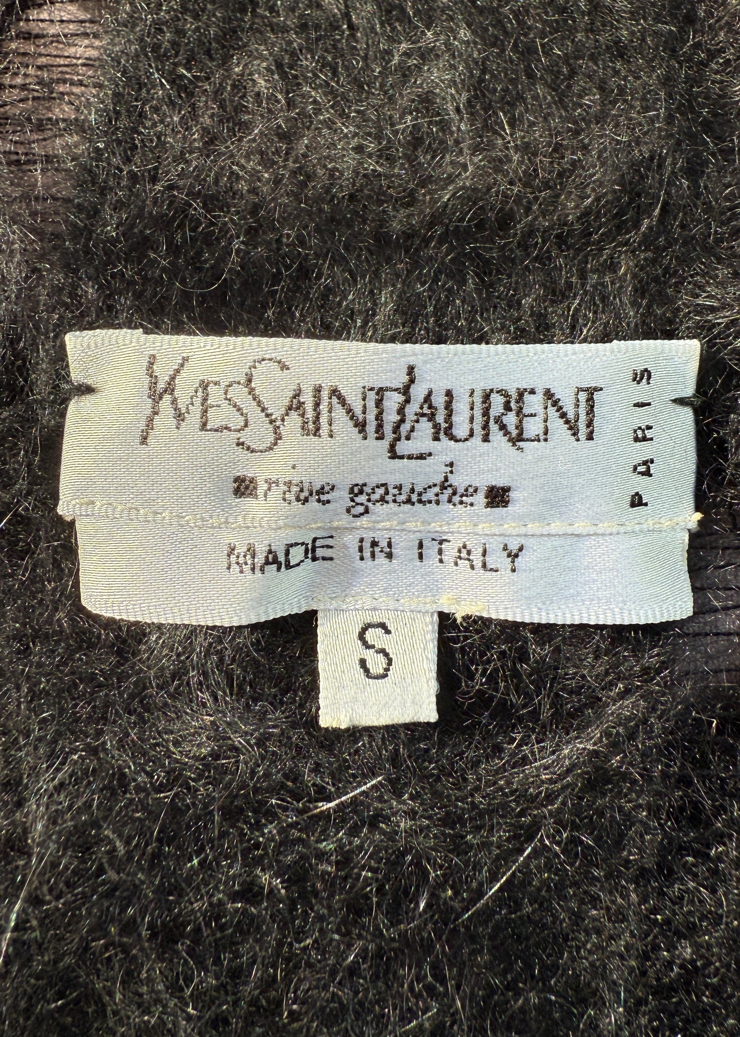 Yves Saint Laurent Fall 2001 Black Mohair Laddered Cardigan