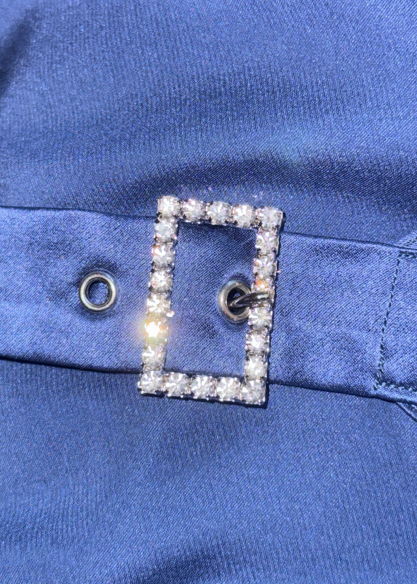 John Galliano Spring 2004 Blue Silk Crystal Embellished Wrap Scarf Top