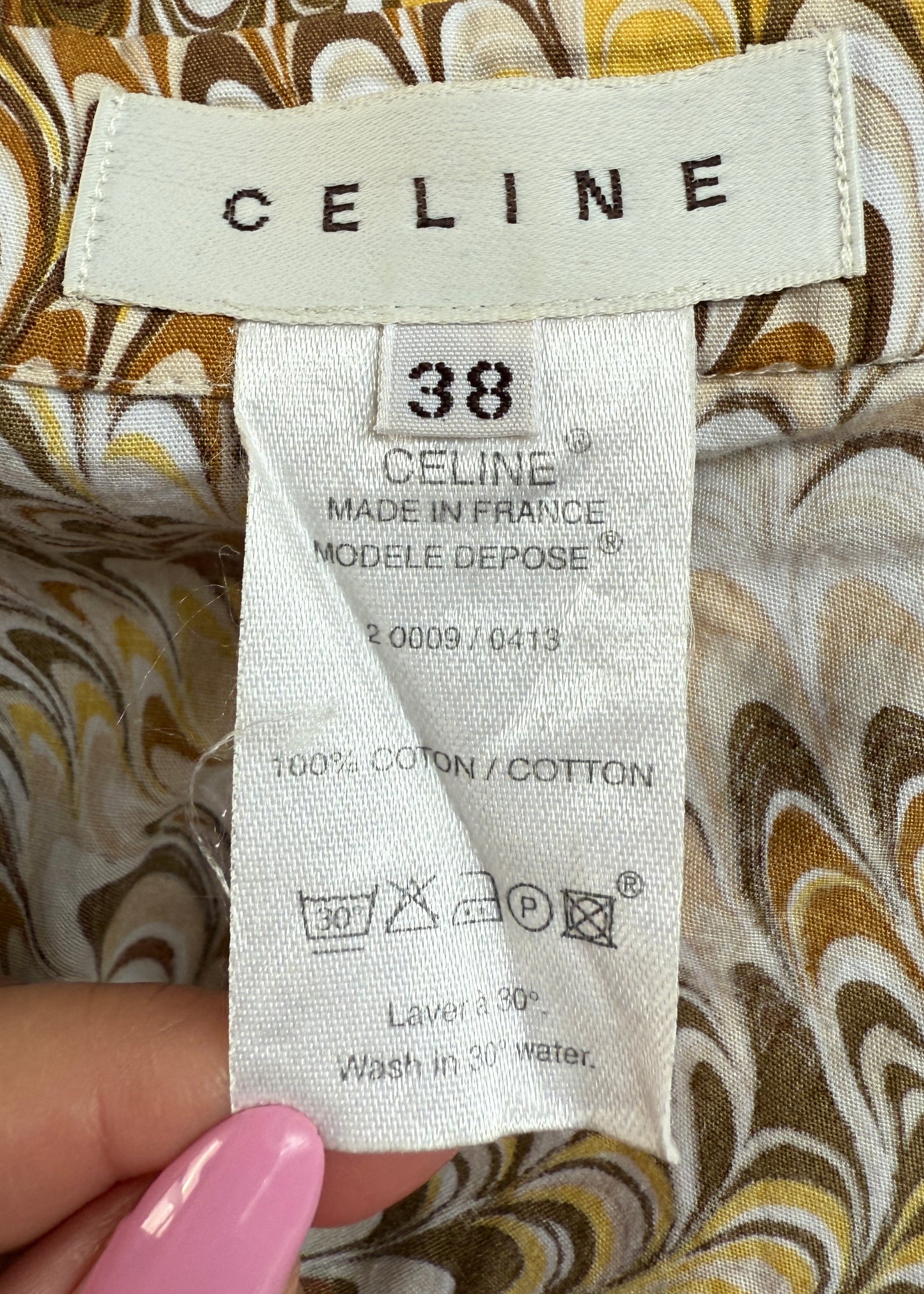 Celine Spring 2003 Runway Swirl Print Shirt