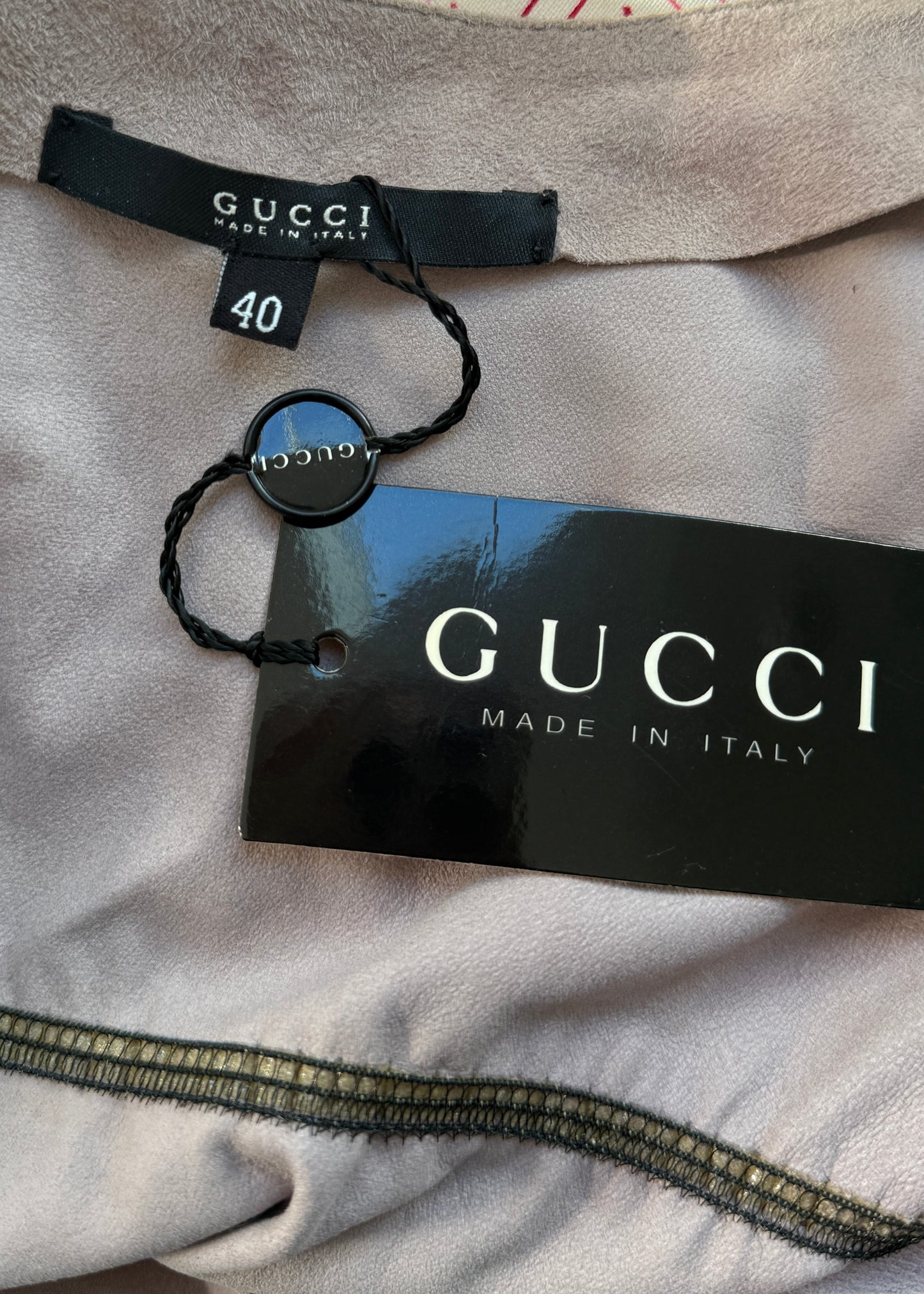 Gucci Fall 2002 Lilac Grey Suede Leather Shirred Vest Jacket