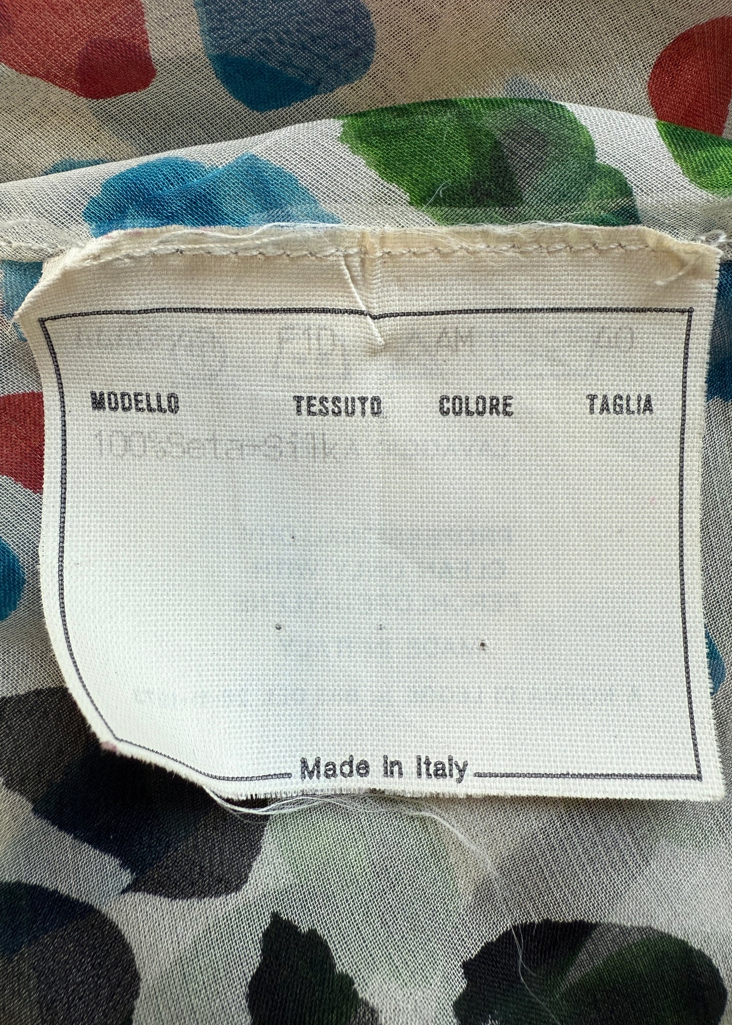 Fendi Spring 2000 Runway Watercolour Sheer Silk Blouse