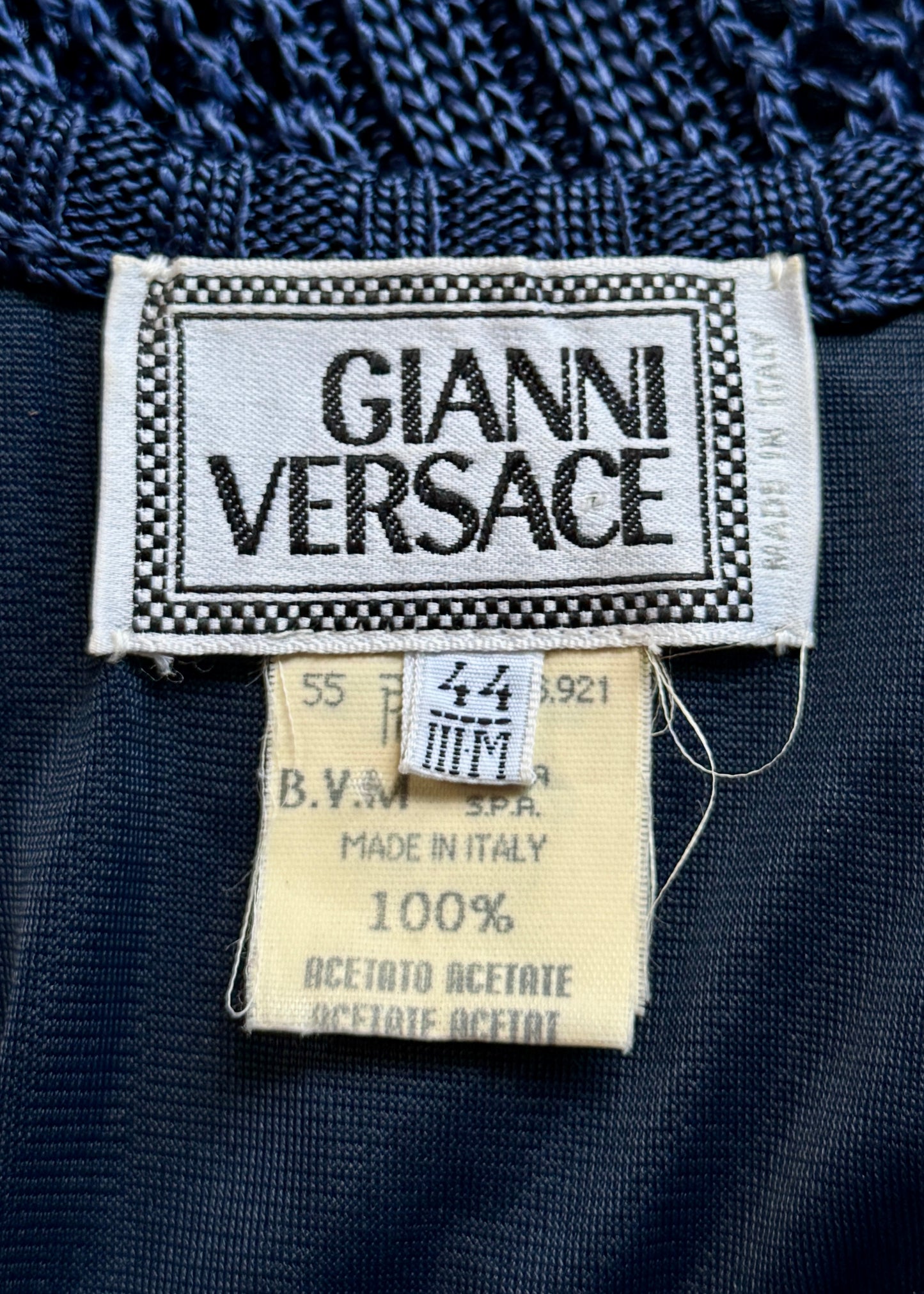 Versace Fall 1993 Runway Navy Blue Knitted Maxi Dress
