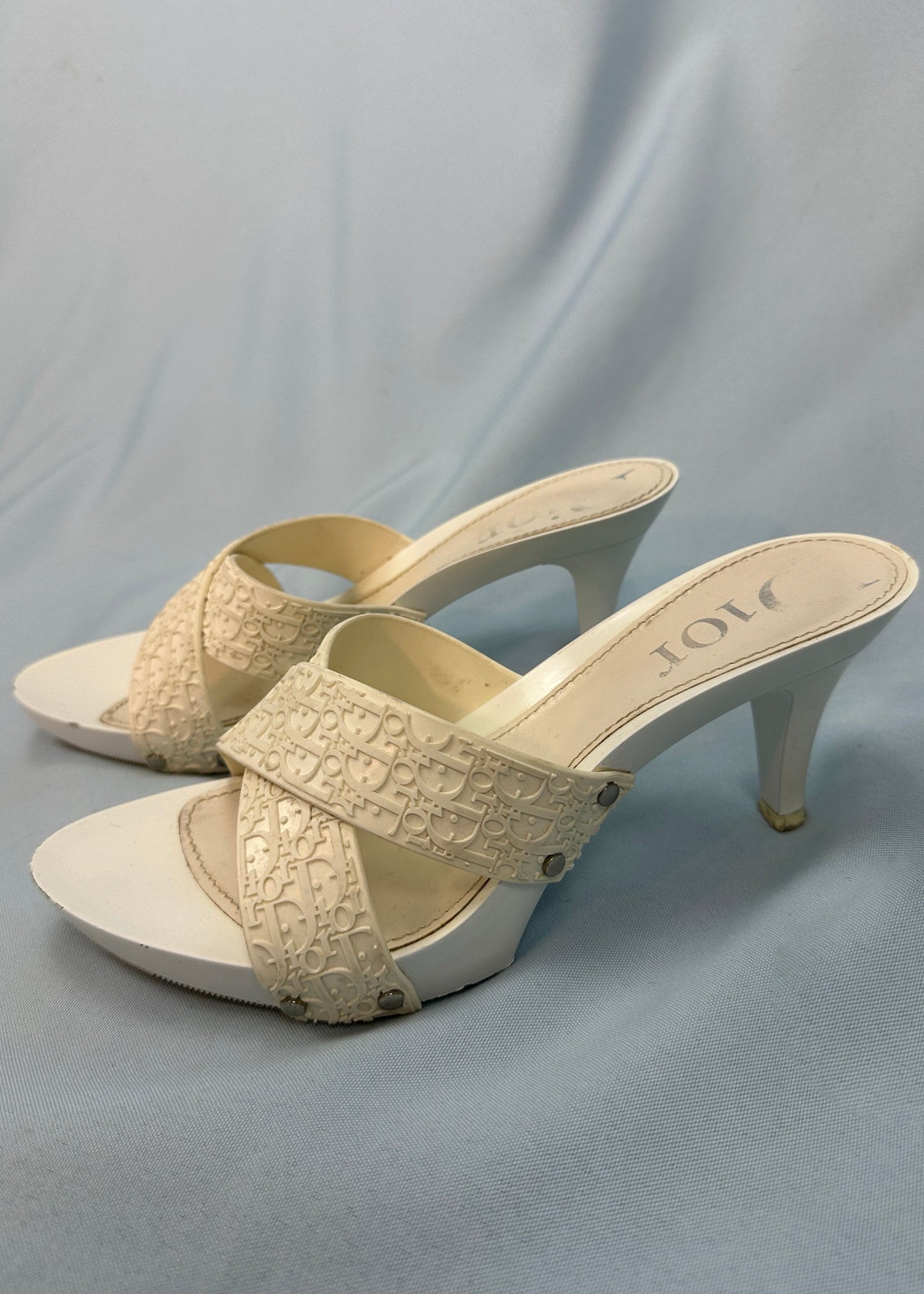 Dior White Monogram Heels