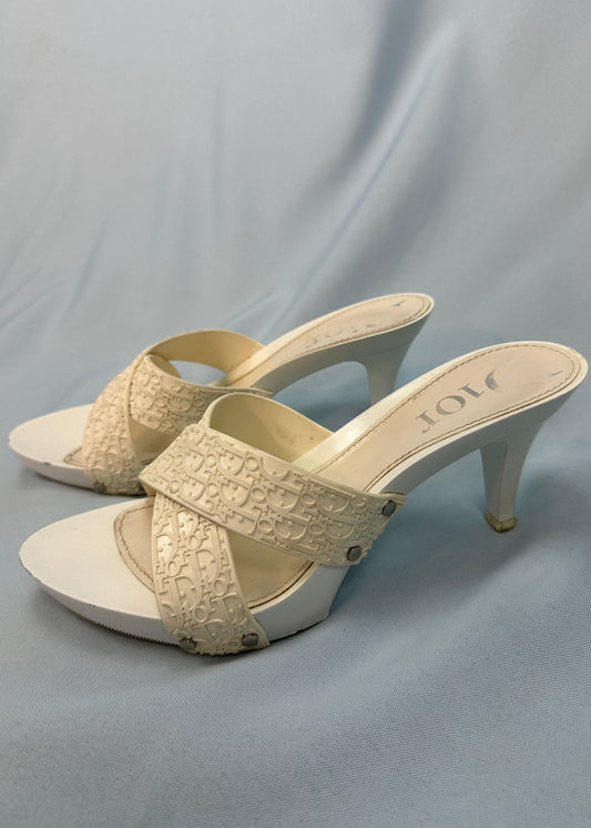 Dior White Monogram Heels