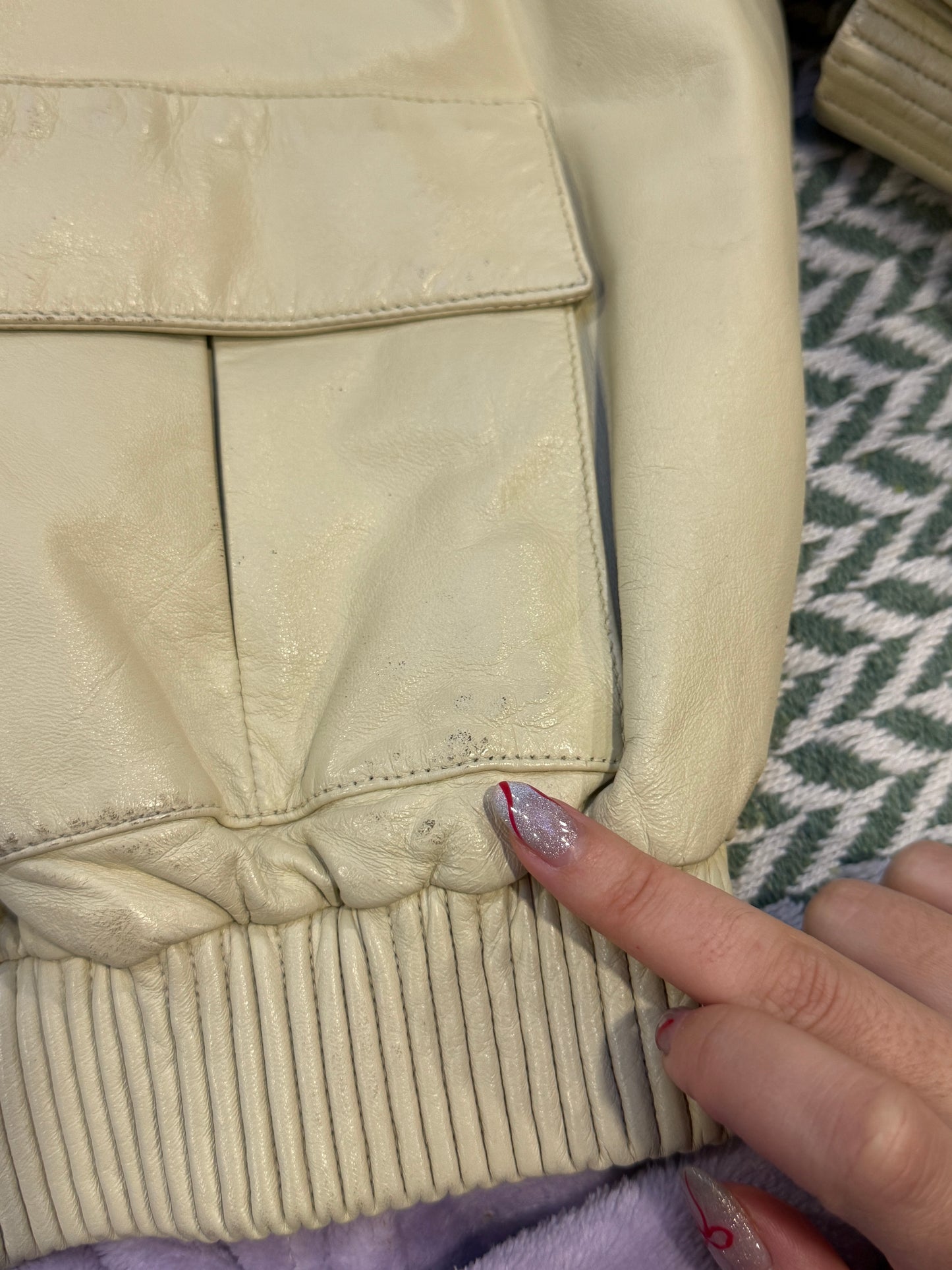 Gucci Cream Leather Bomber Jacket