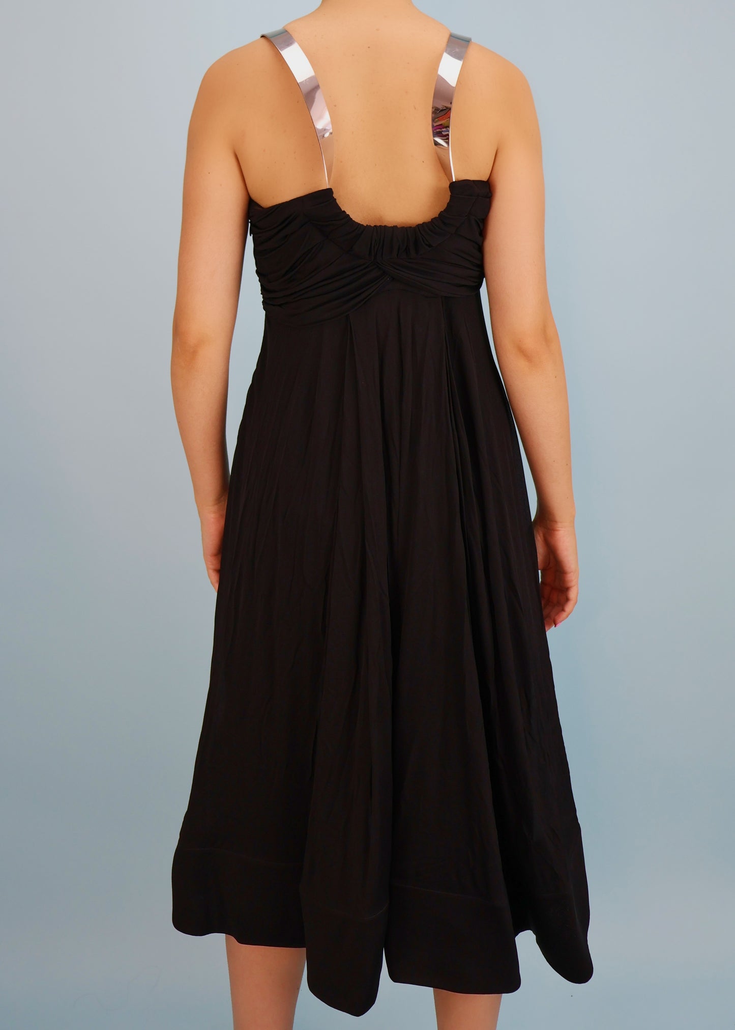 Celine Spring 2008 Runway Black Metal Halter Collar Neck Dress