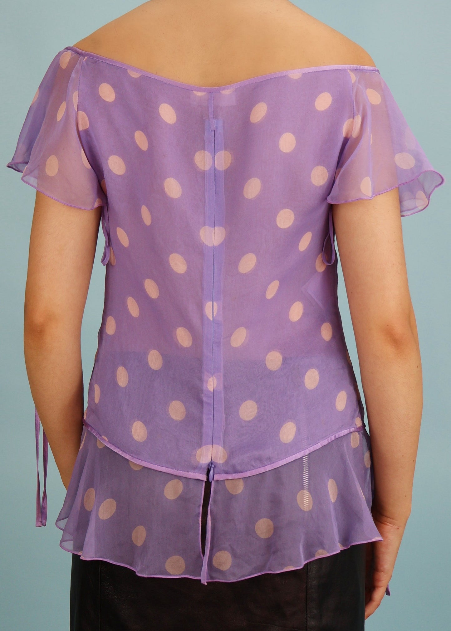Valentino Lilac Polka Dot Silk Chiffon Top
