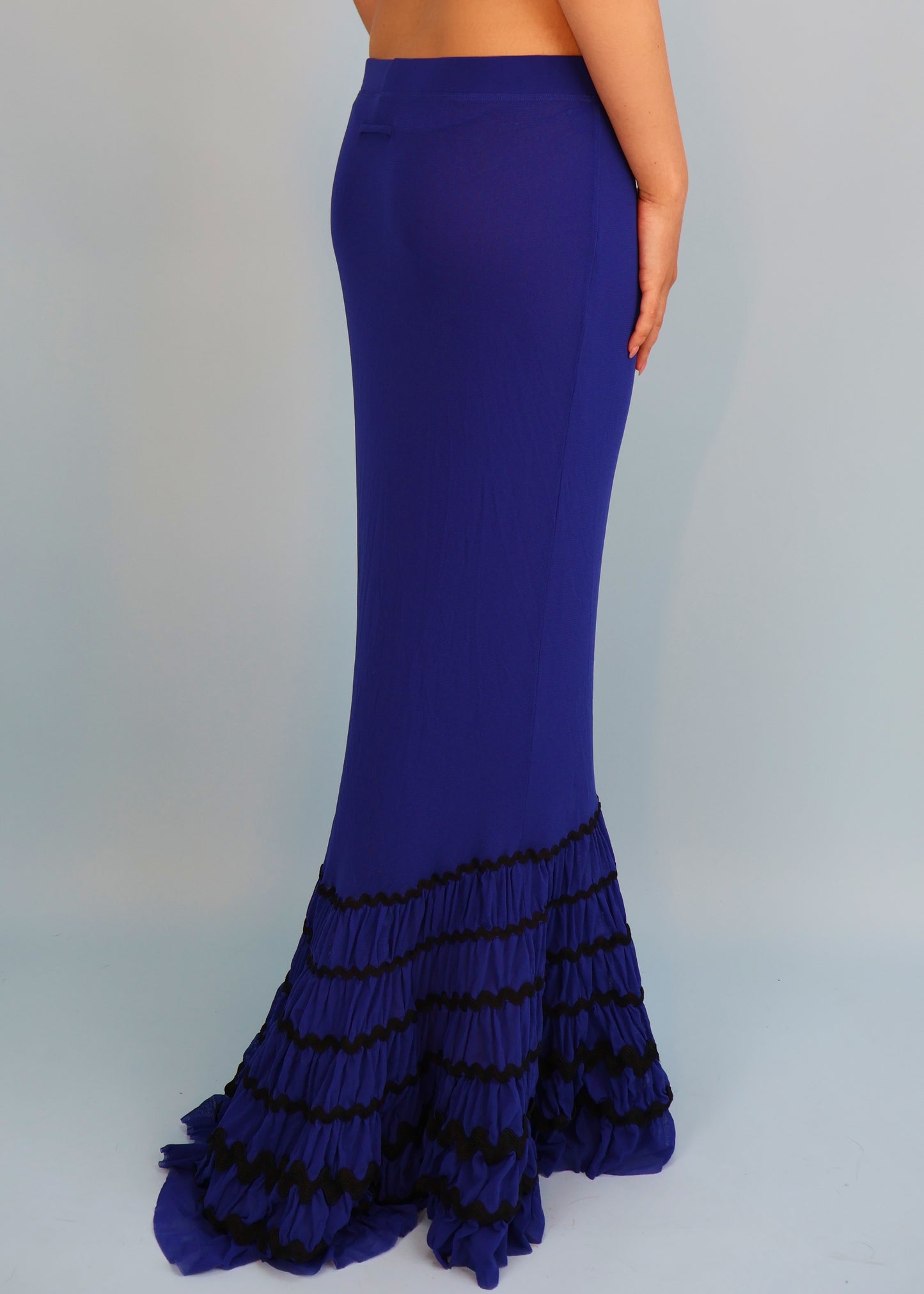 Jean Paul Gaultier Blue Mesh Fishtail Maxi Skirt