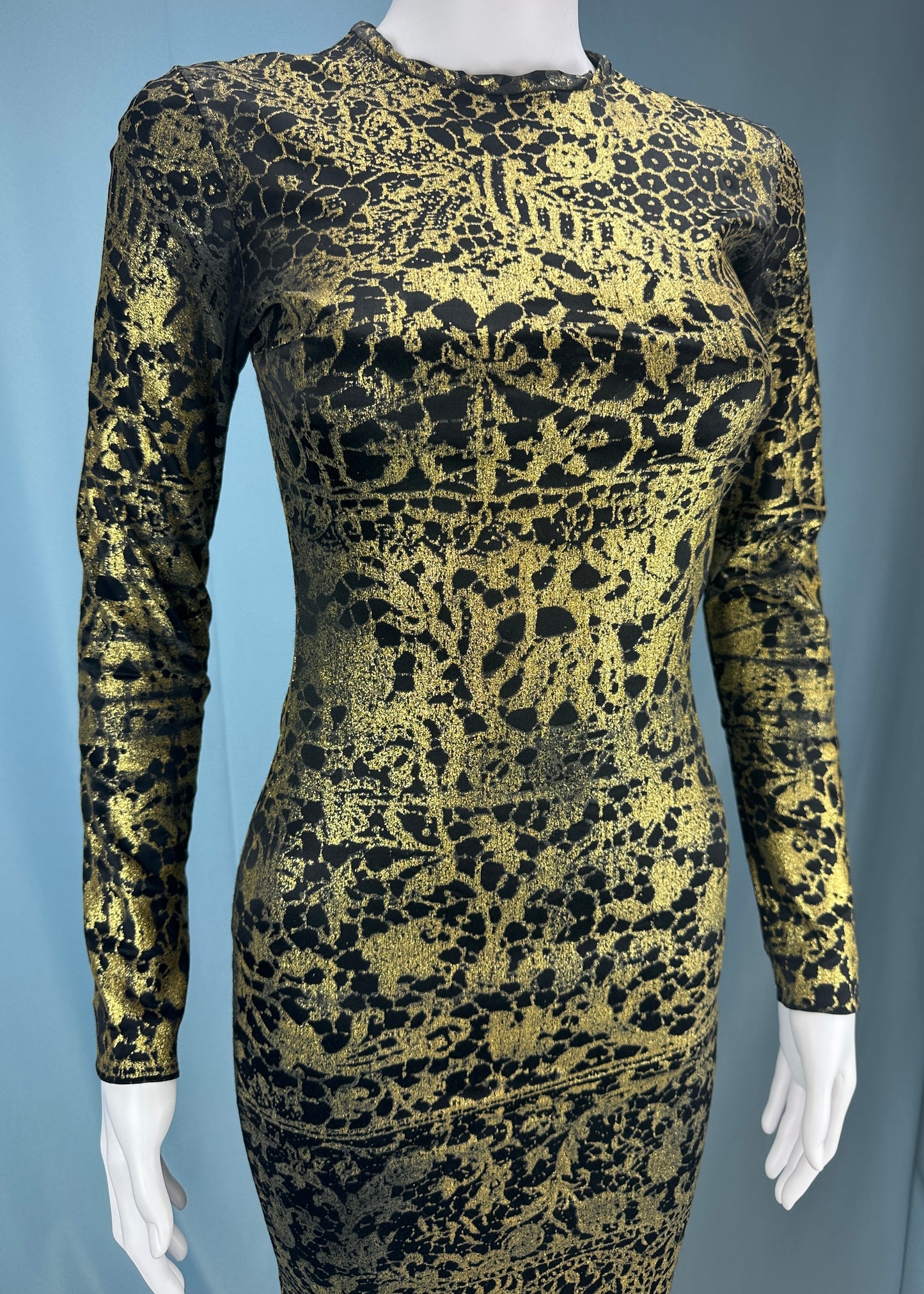 Vivienne Westwood Fall 1992 Runway Sample Black Metallic Gold Dress