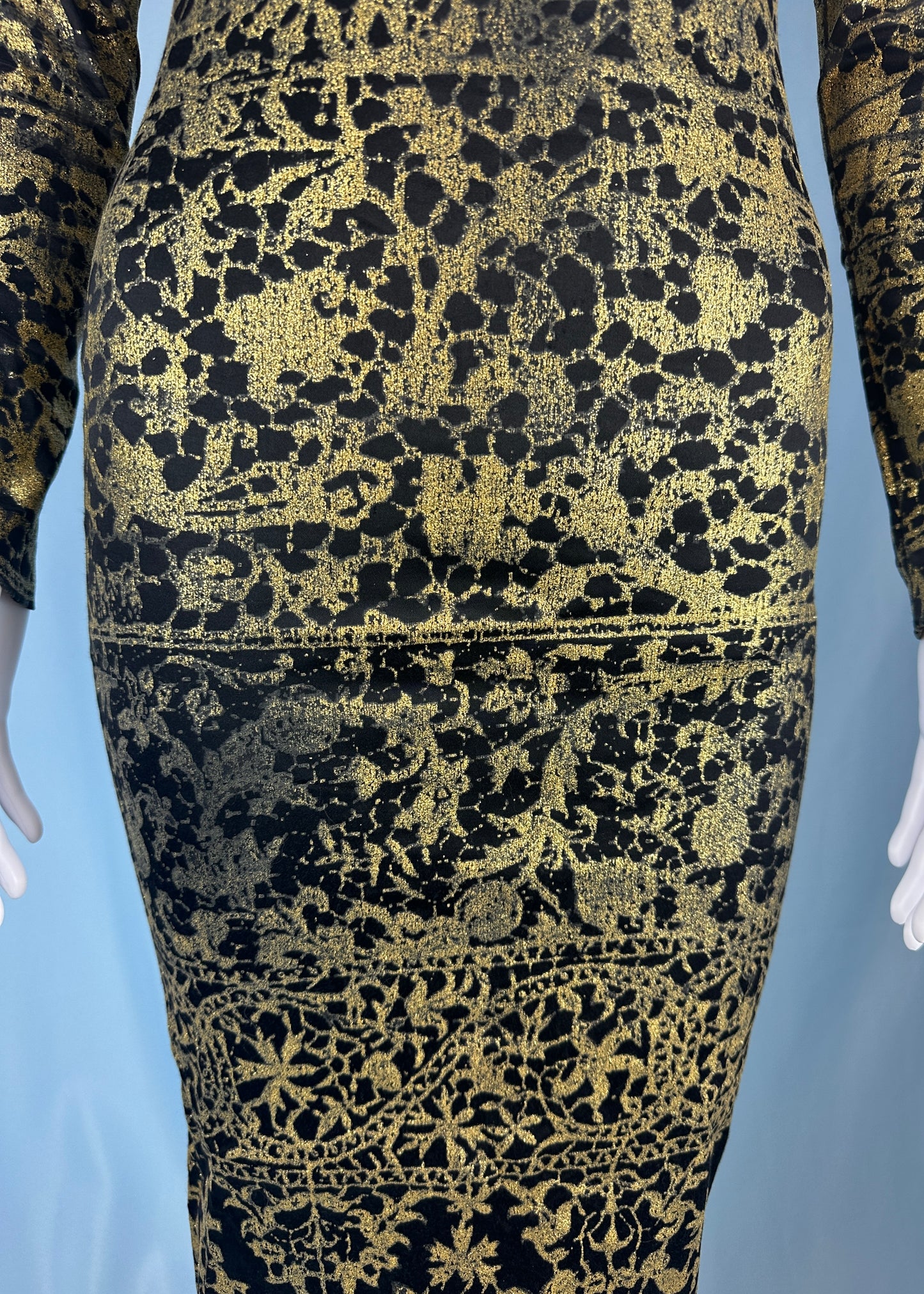 Vivienne Westwood Fall 1992 Runway Sample Black Metallic Gold Dress
