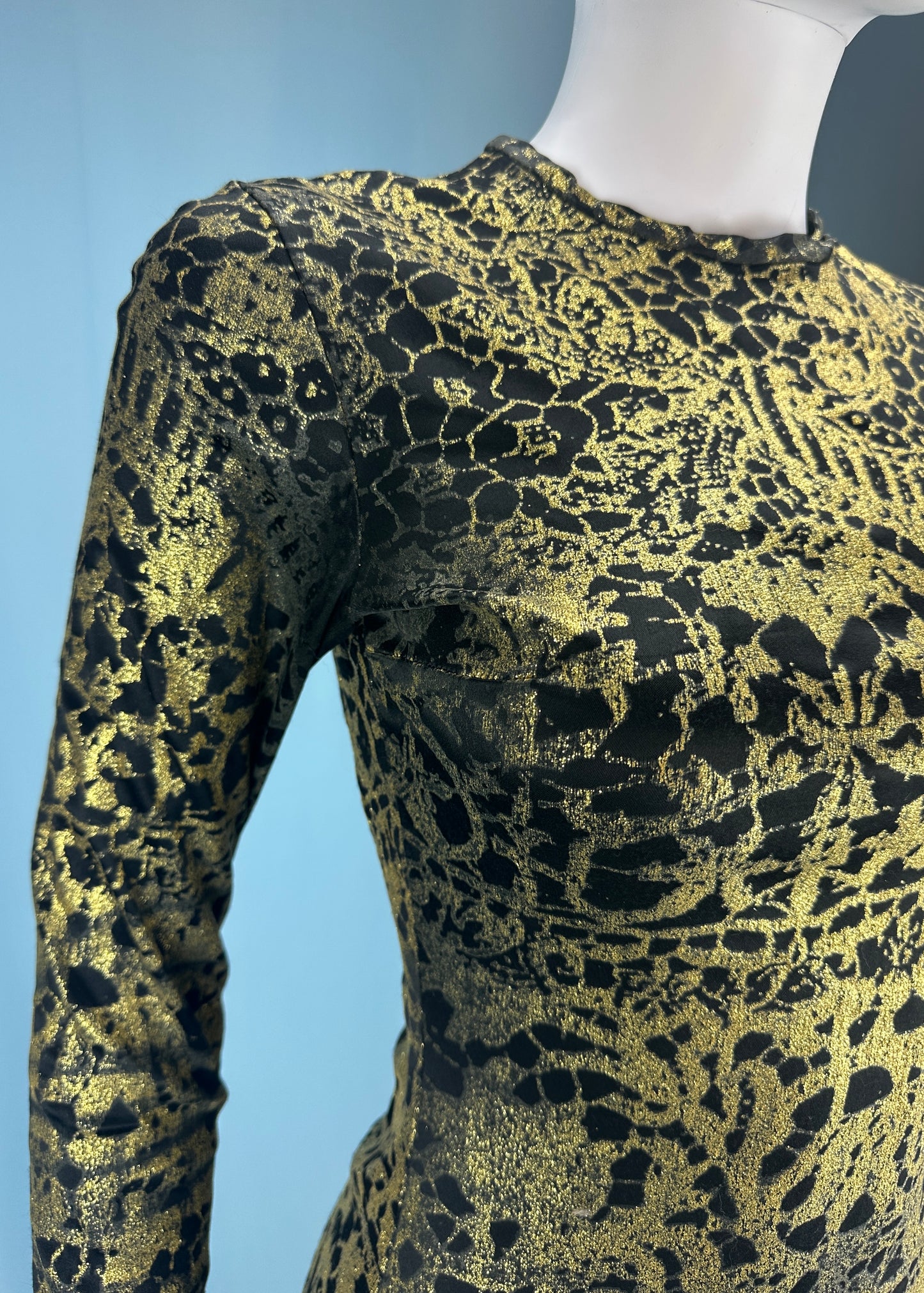 Vivienne Westwood Fall 1992 Runway Sample Black Metallic Gold Dress