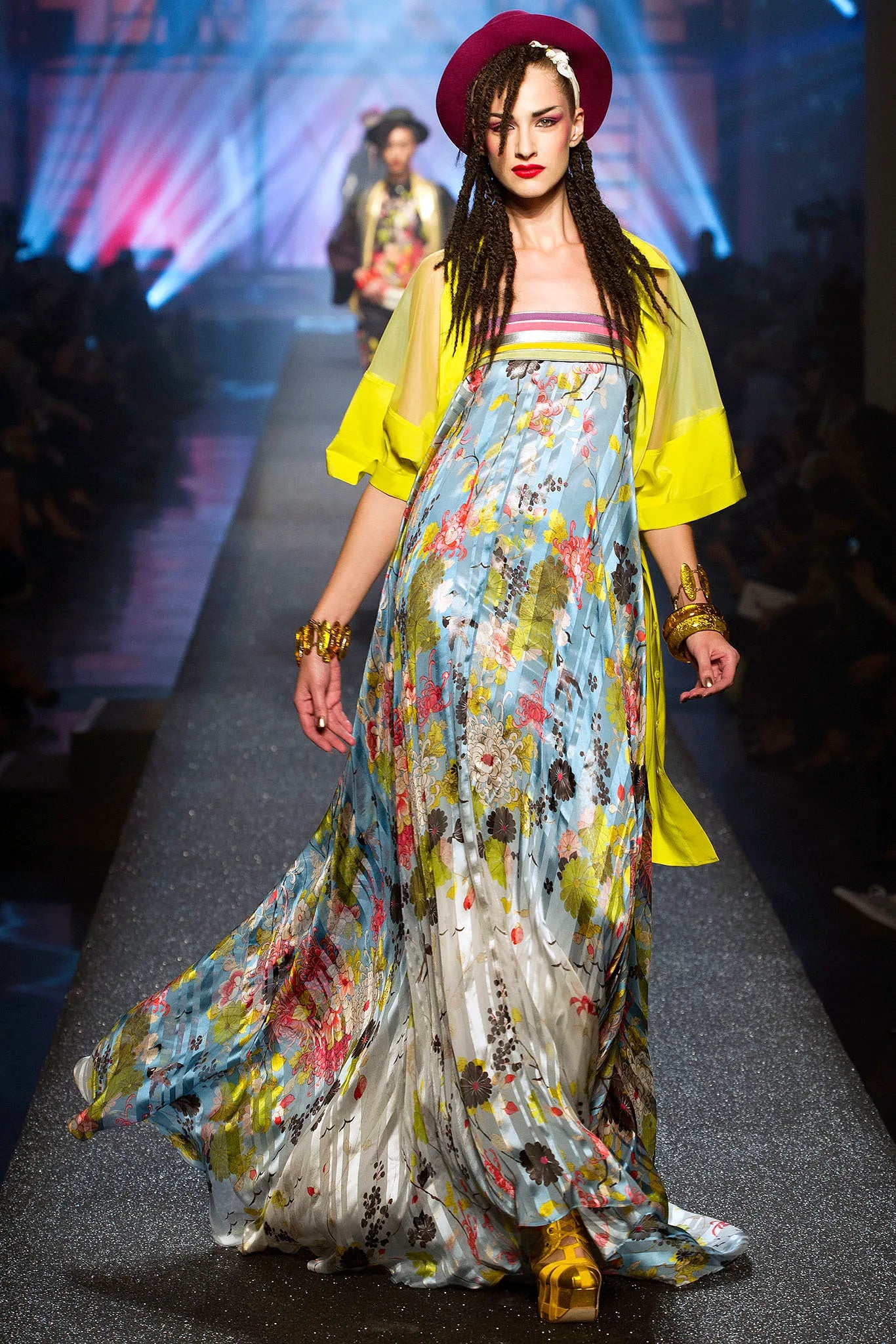 Jean Paul Gaultier Spring 2013 Runway Floral Silk Strapless Dress