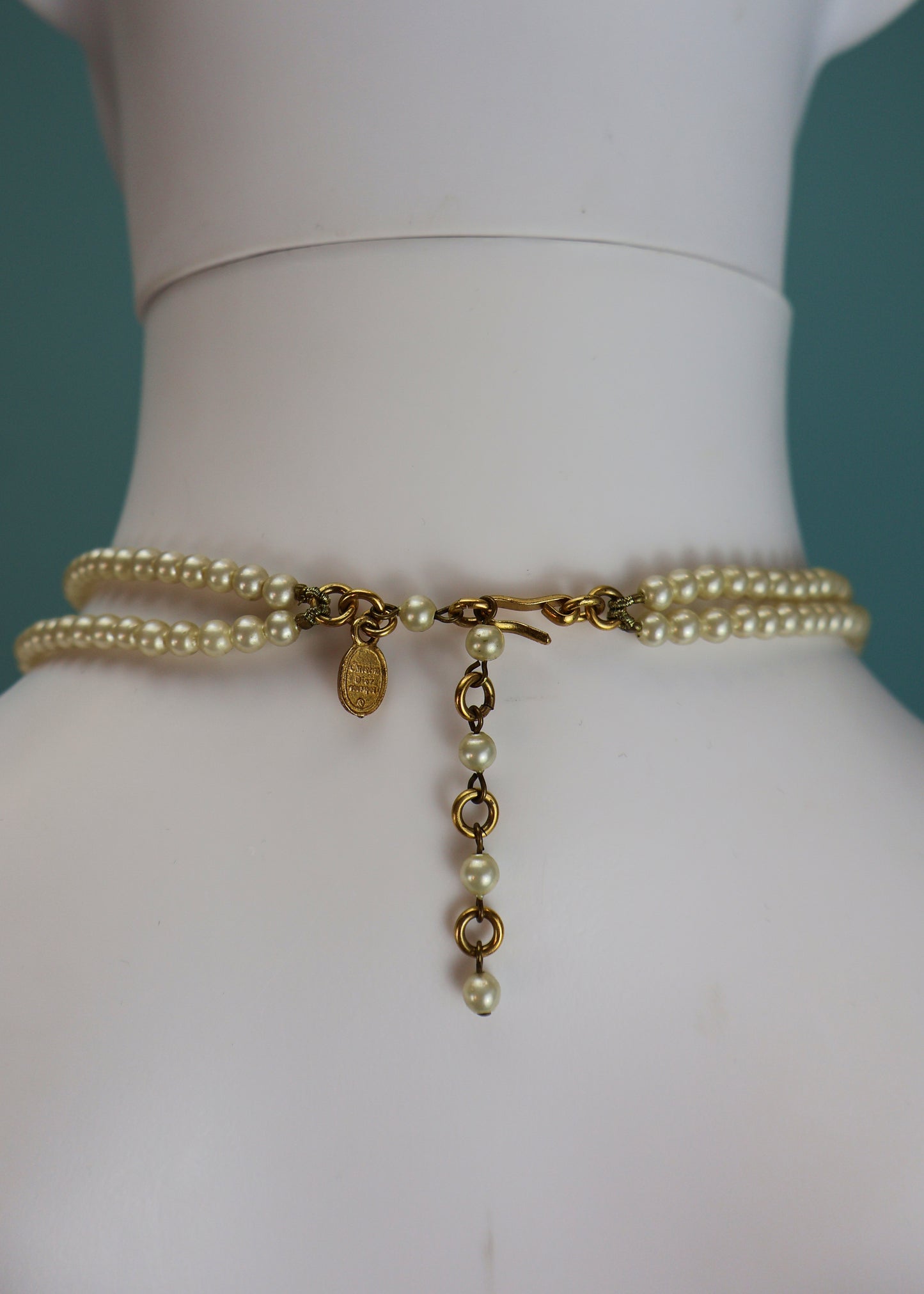 Dior 1998 Pearl & Rose Cameo Draped Necklace